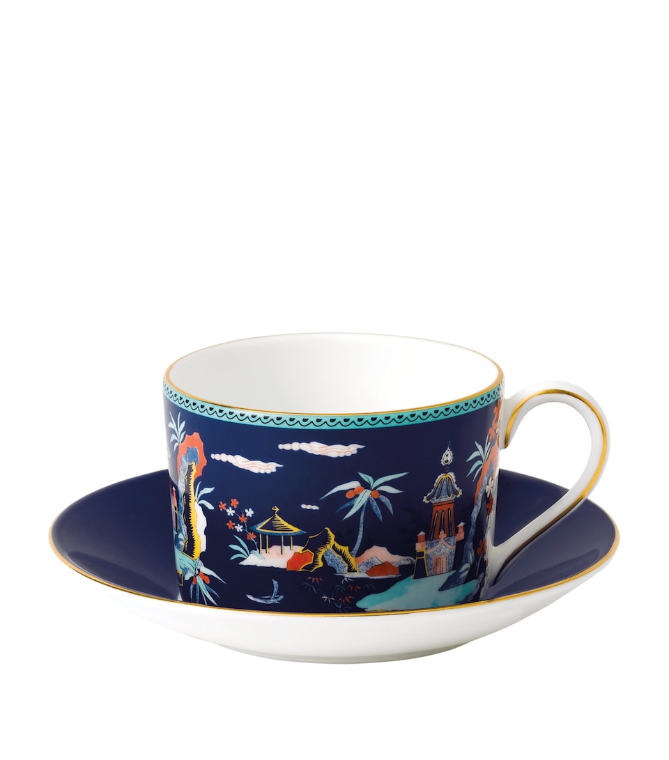 Wonderlust Blue Pagoda Teacup and Saucer
