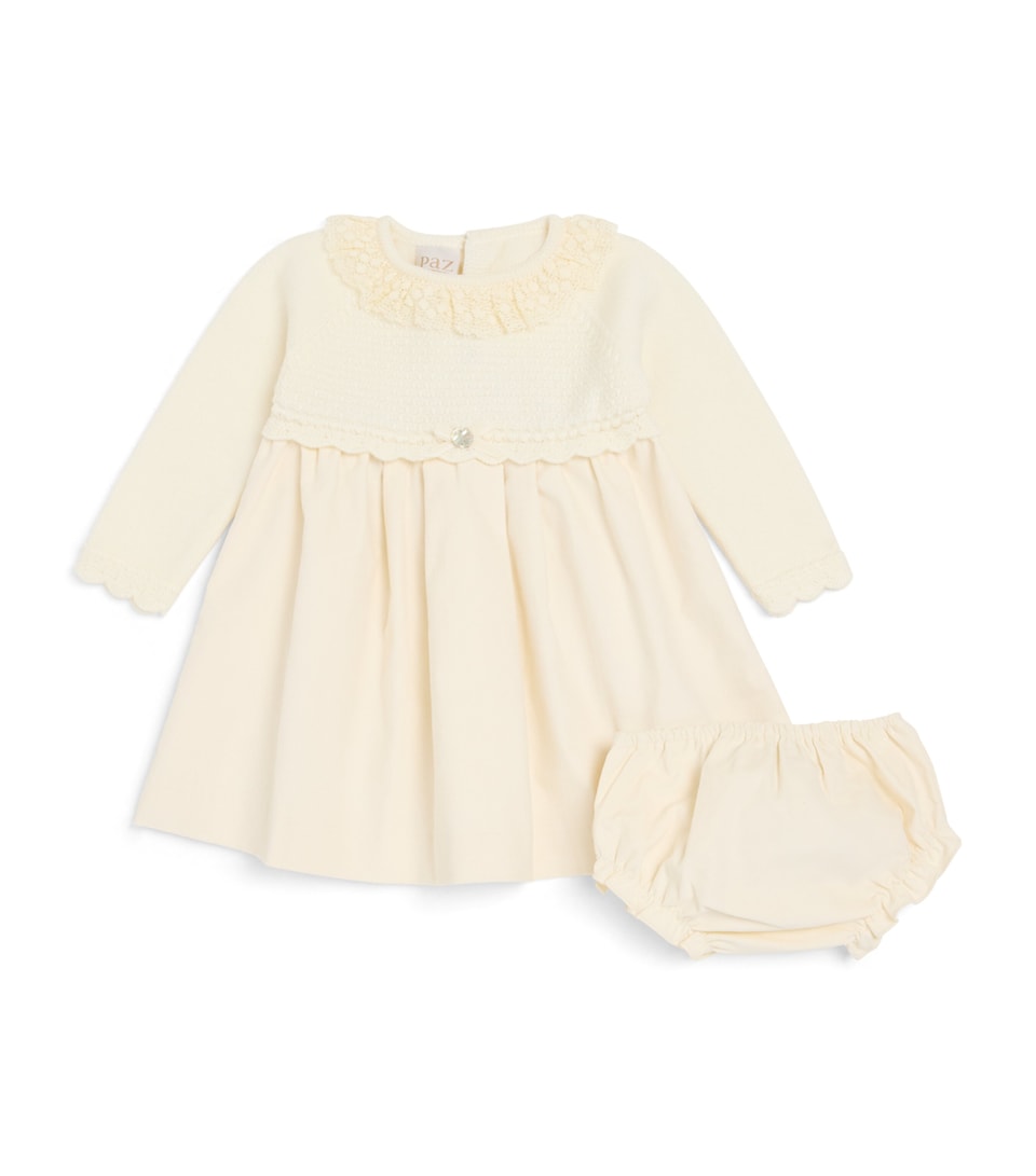 Cotton-Blend Knitted Lace Dress and Bloomers Set (12 Months)