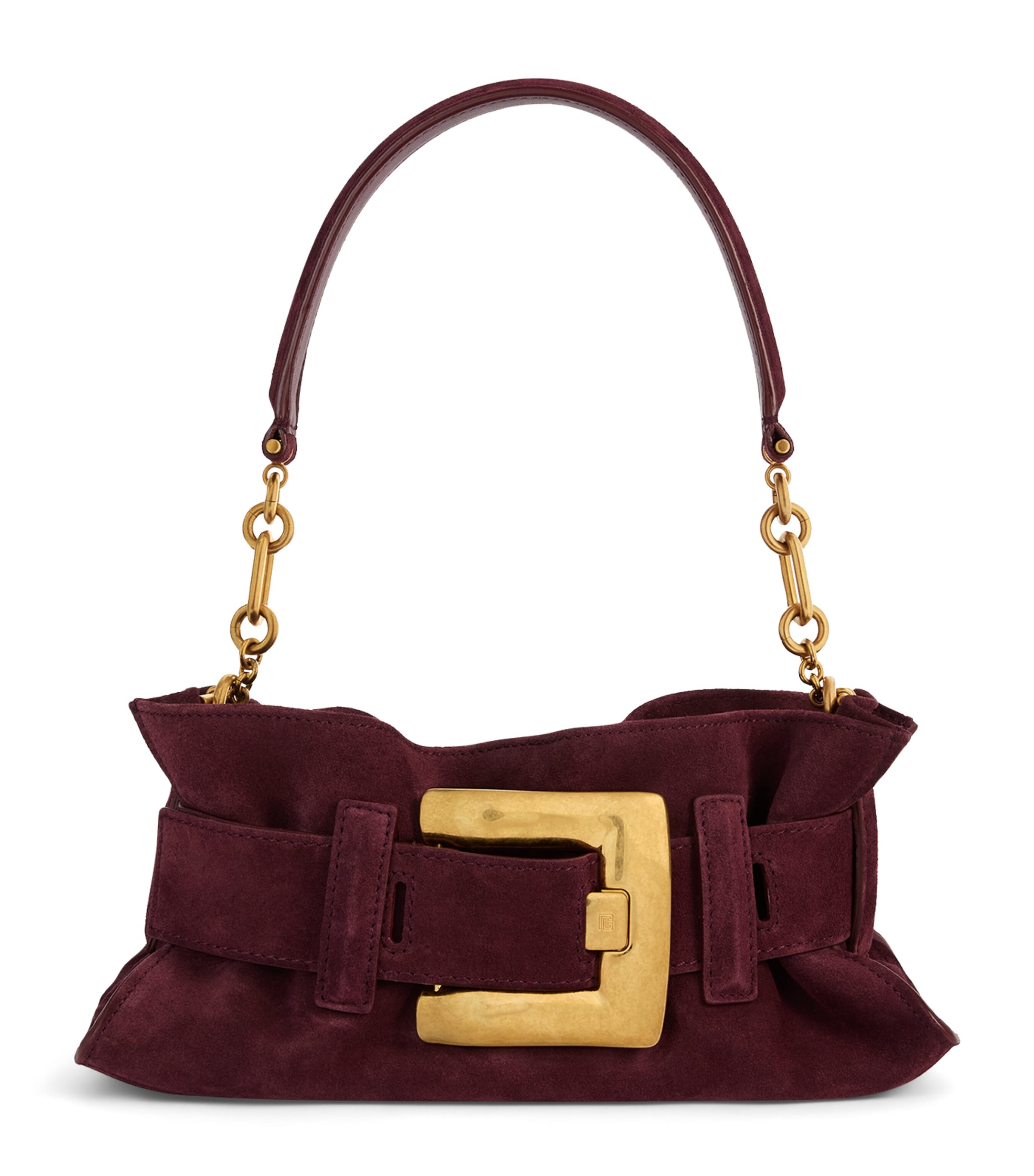 Balmain Mini Suede Anthem Shoulder Bag Lie De Vin