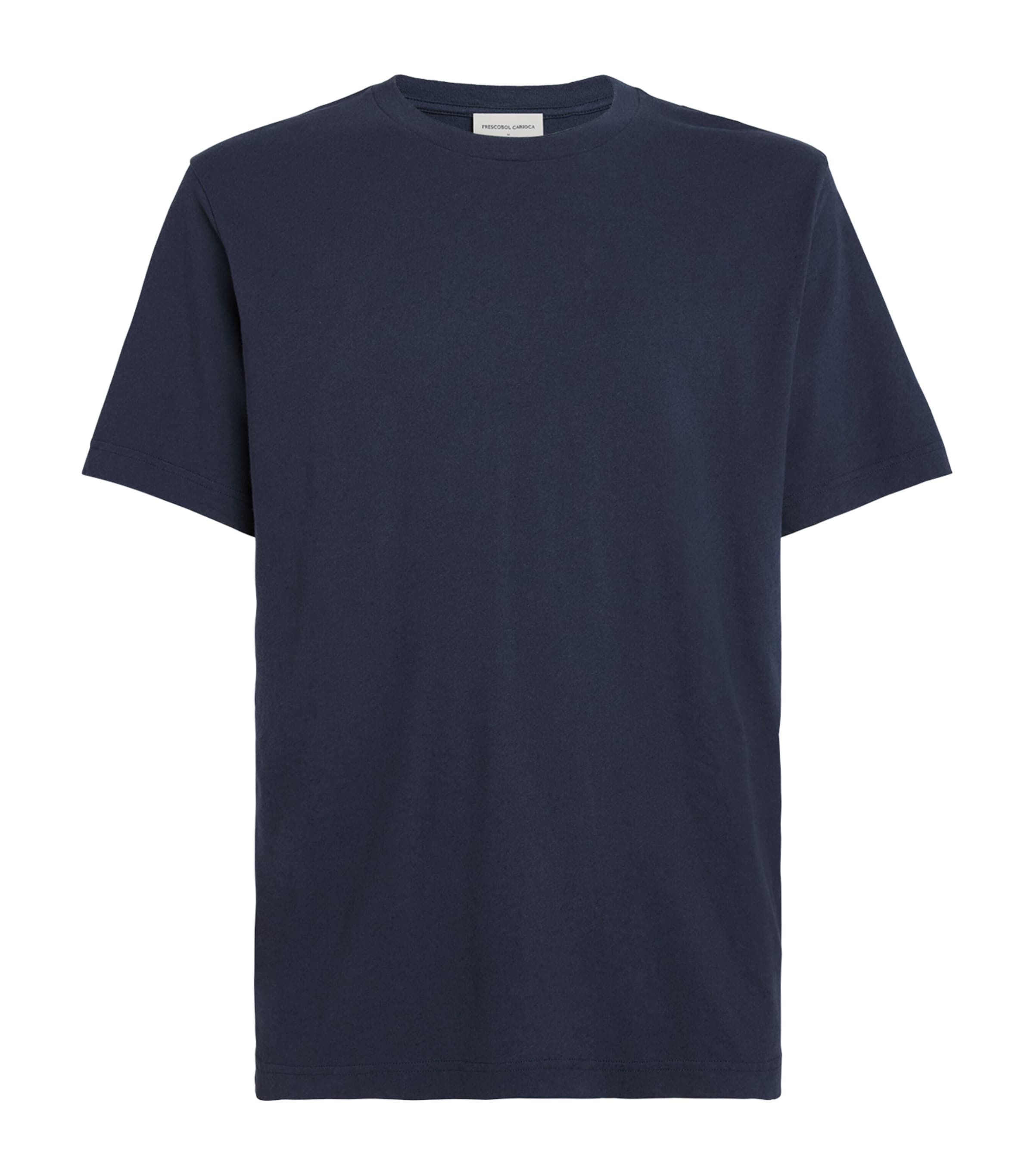 Frescobol Carioca Mens Cotton-Linen Dinis T-Shirt Midnight Blue