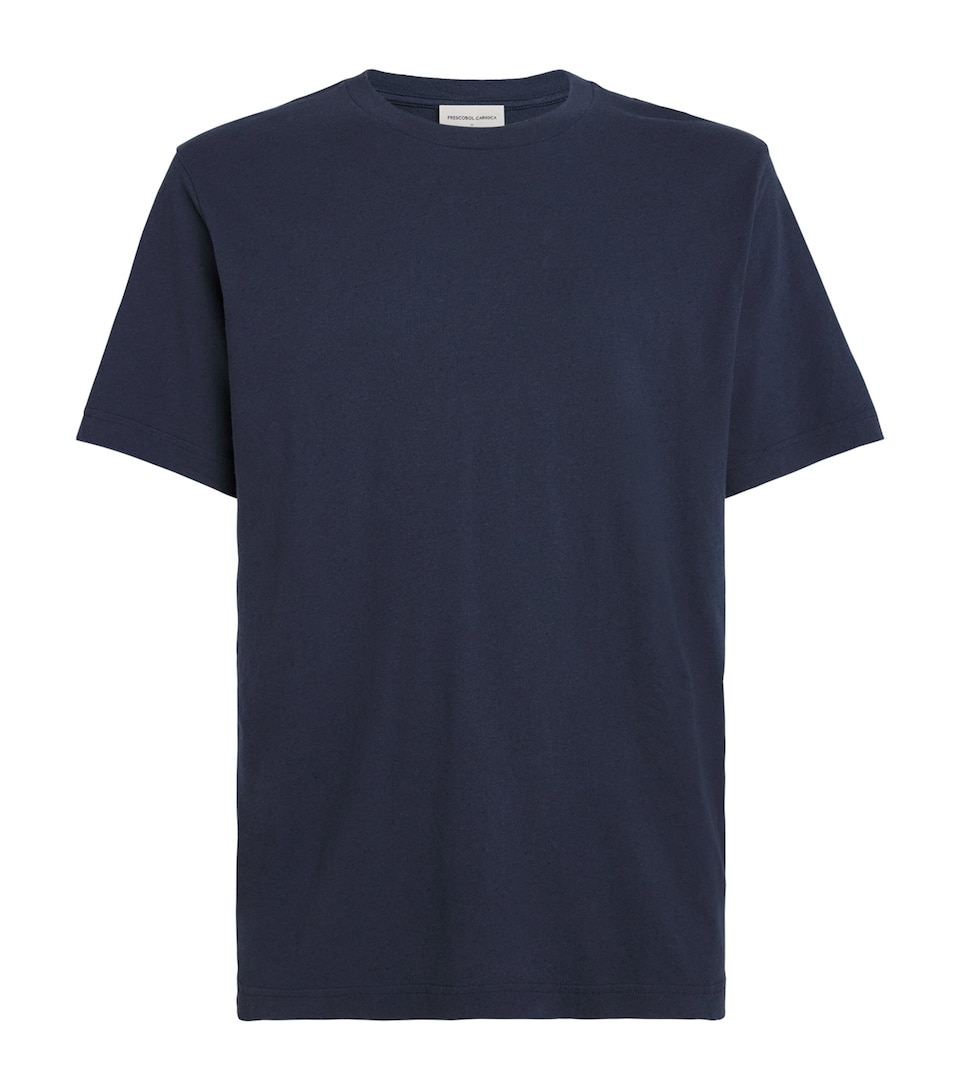Frescobol Carioca Mens Cotton-Linen Dinis T-Shirt Midnight Blue