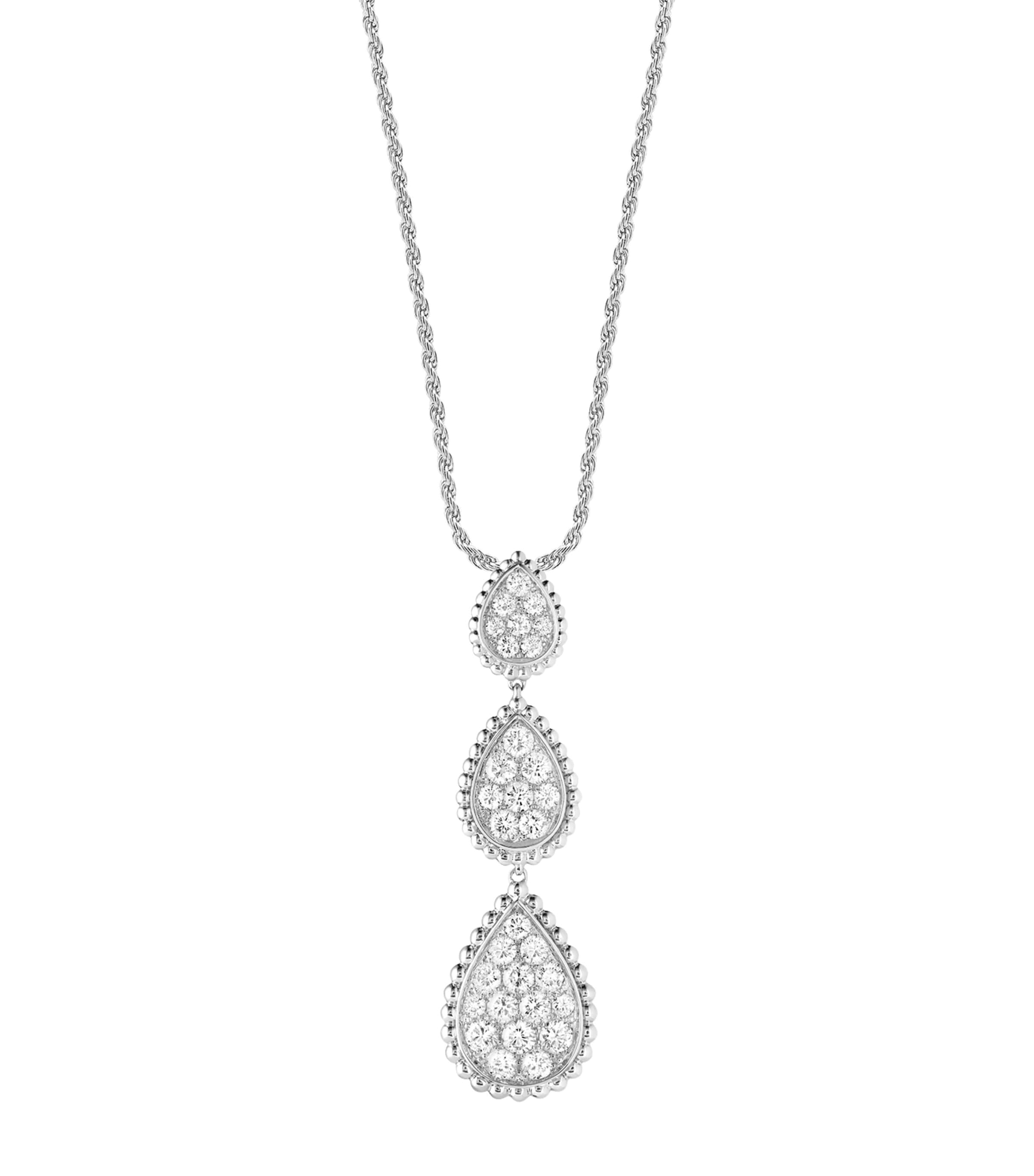 Boucheron White Gold and Diamond Three-Motif Serpent Bohème Necklace White Gold