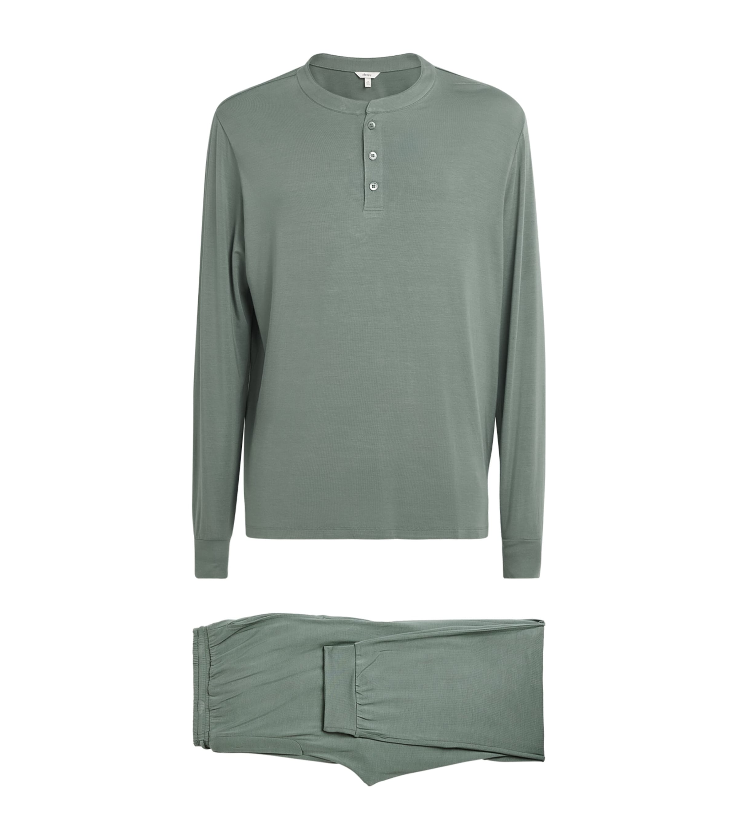 Eberjey Mens Modal Henry Long Pyjama Set Desert Sage