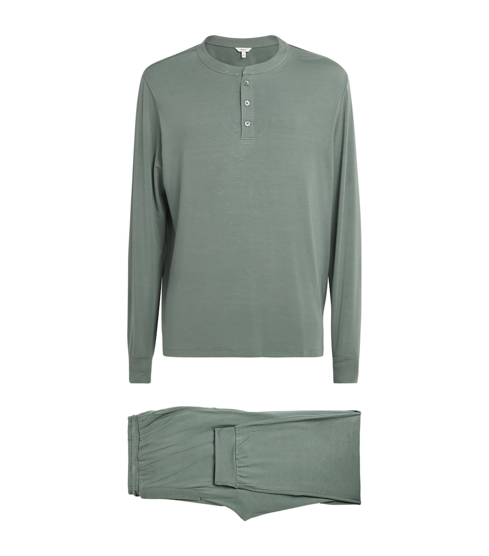Eberjey Mens Modal Henry Long Pyjama Set Desert Sage