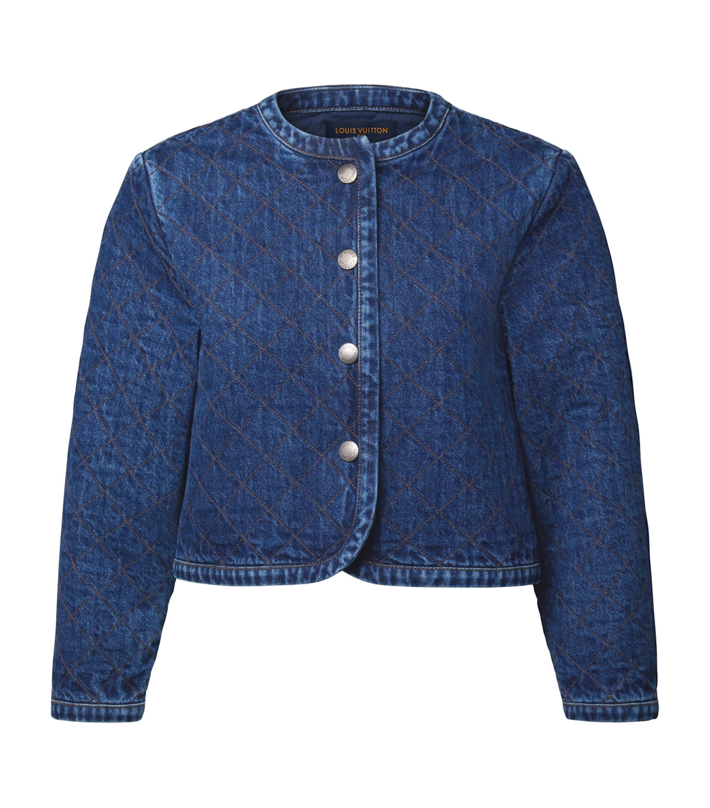 LOUIS VUITTON Womens Down Quilted Denim Jacket Bleu Dur