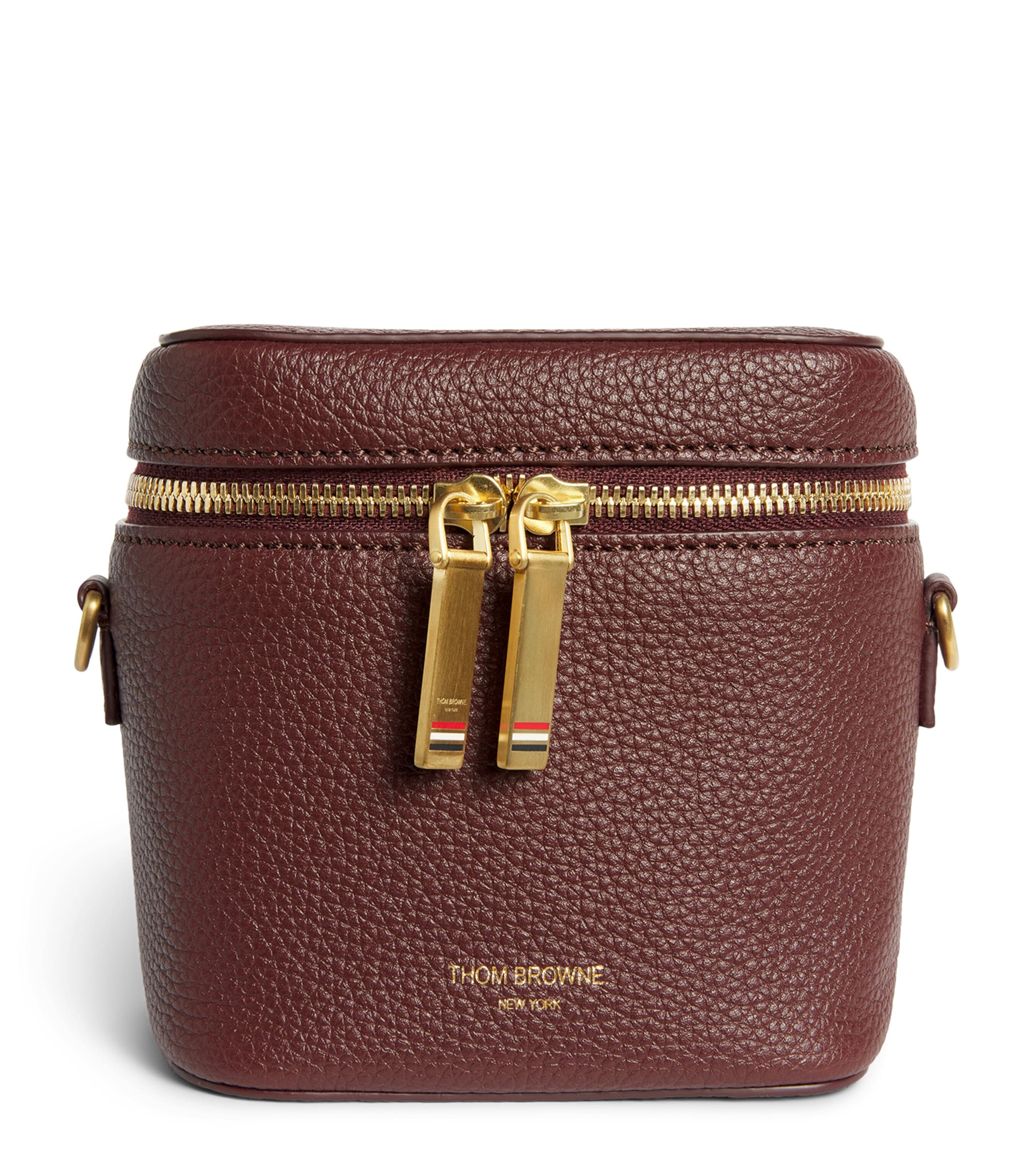 Thom Browne Leather Box Pouch Dk Burgundy