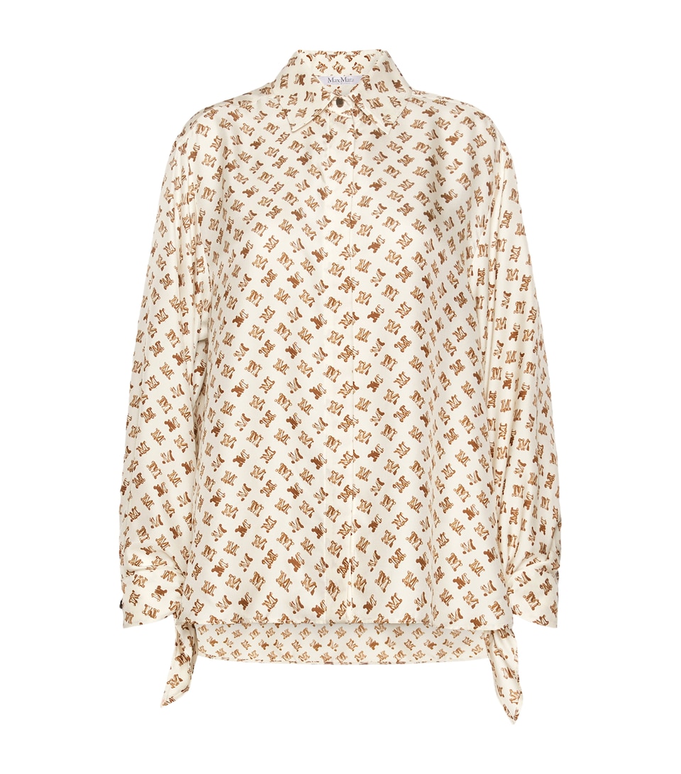 Max Mara Womens Silk Logo-Print Shirt White