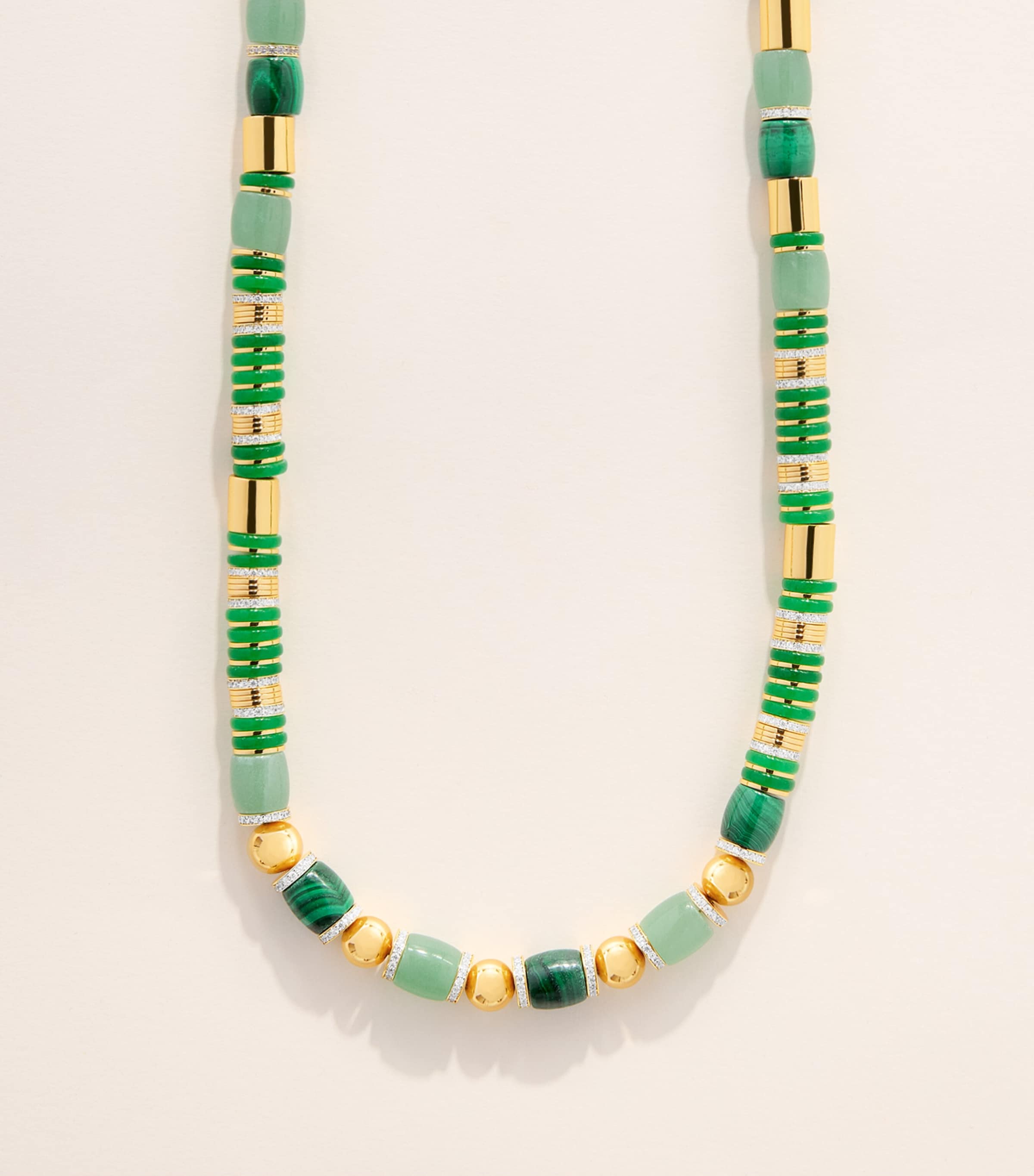 Eddie Borgo Gold-Plated Jade, Malachite and Pavé Crystal Patch Necklace Malachite/new Jade