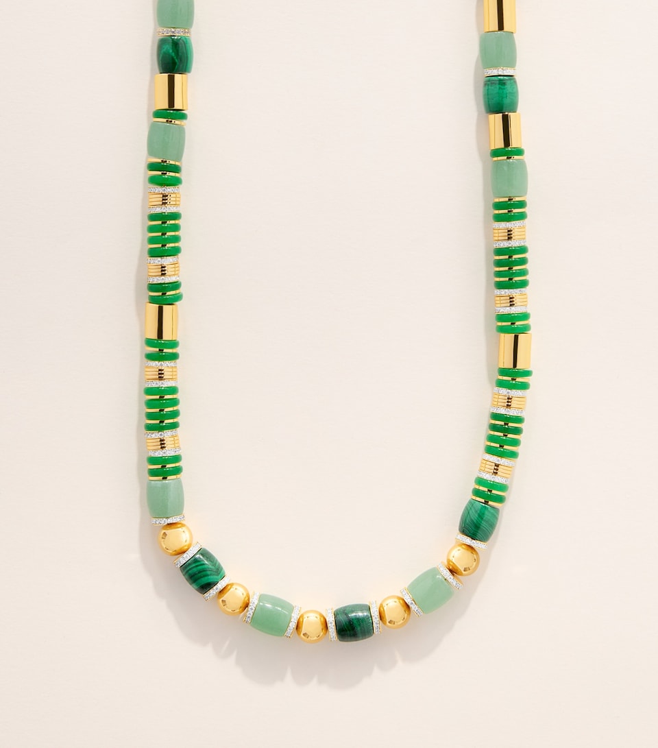 Eddie Borgo Gold-Plated Jade, Malachite and Pavé Crystal Patch Necklace Malachite/new Jade