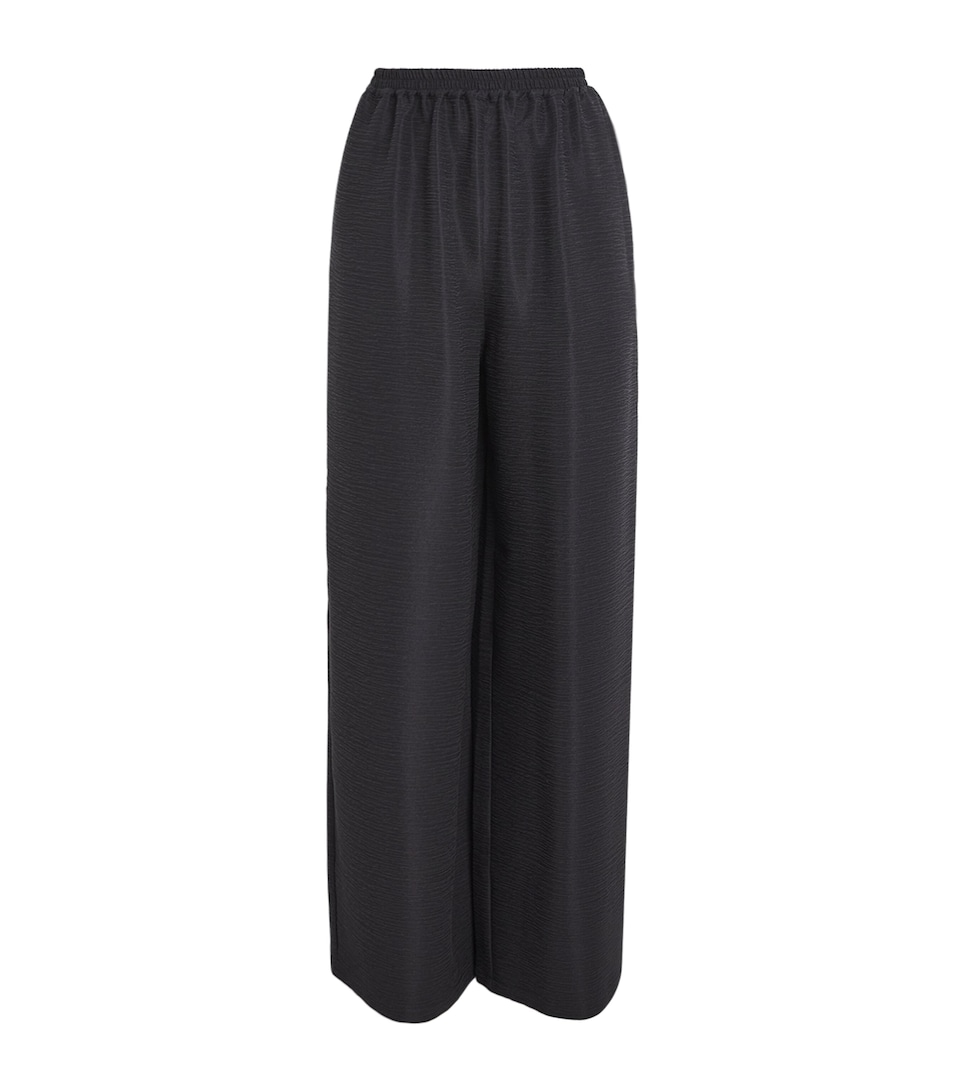 Silk Plissé Flared Trousers