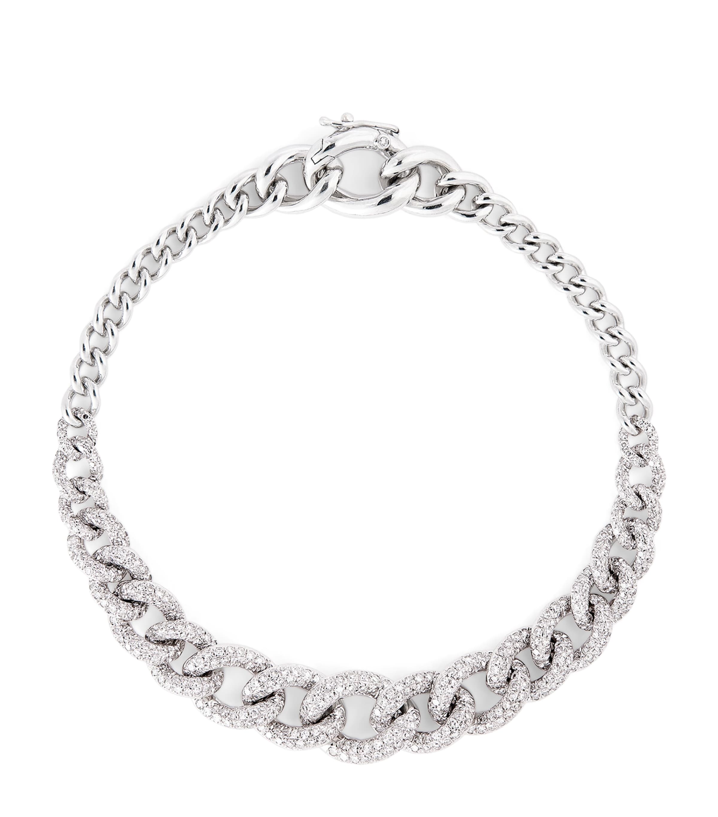 SHAY White Gold and Diamond Gradual Pavé Link Bracelet White Gold