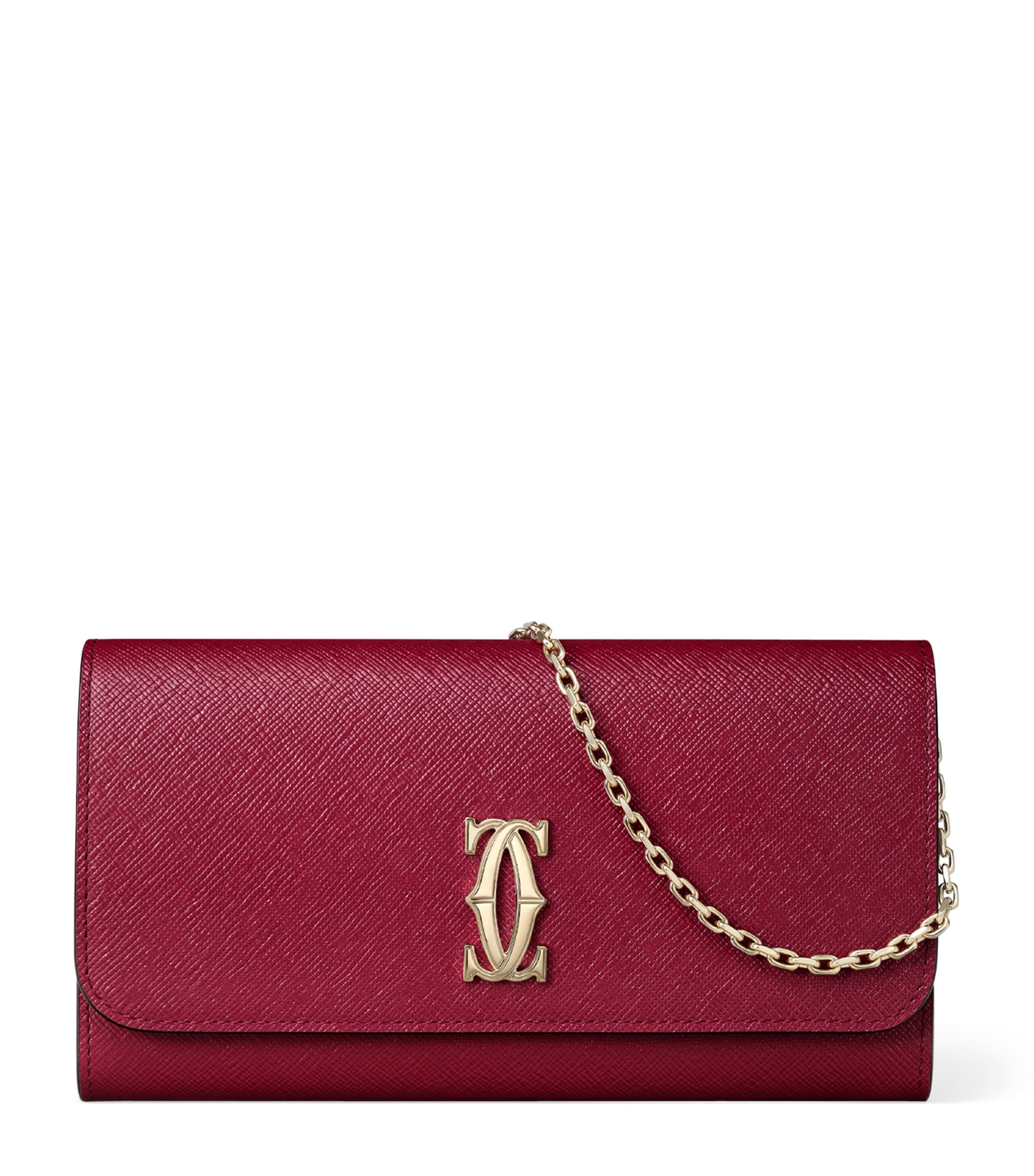 Cartier Leather C de Cartier Chain Wallet Red