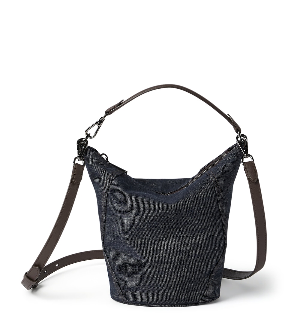 Small Denim-Effect Bucket Bag