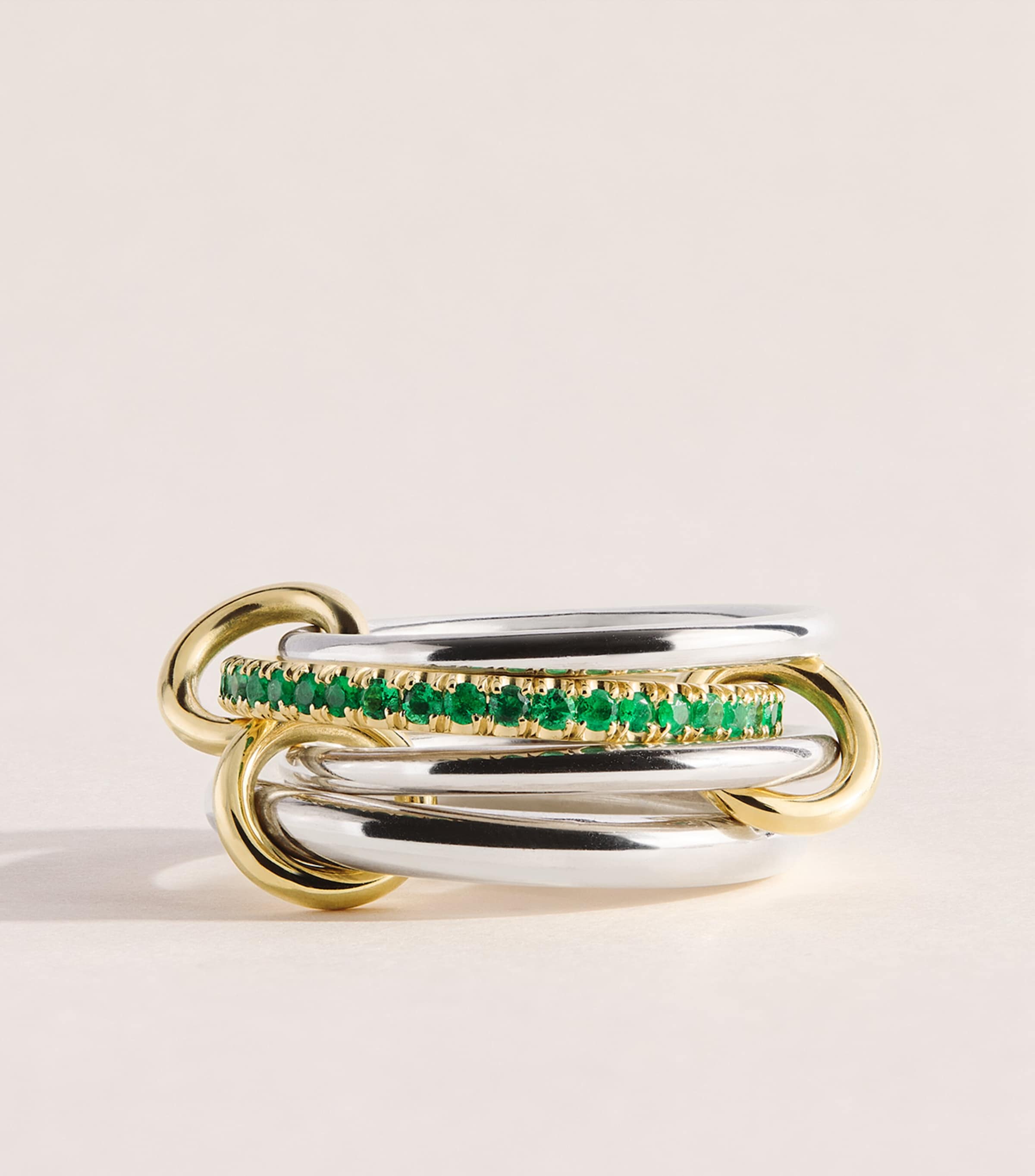 Spinelli Kilcollin Sterling Silver, Yellow Gold and Emerald Nimbus Ring Silver