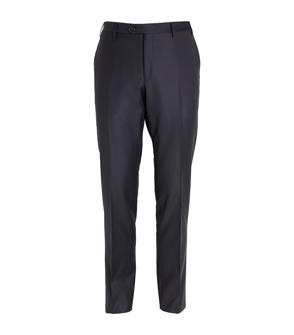 Corneliani Mens Virgin Wool Slim Tailored Trousers Navy