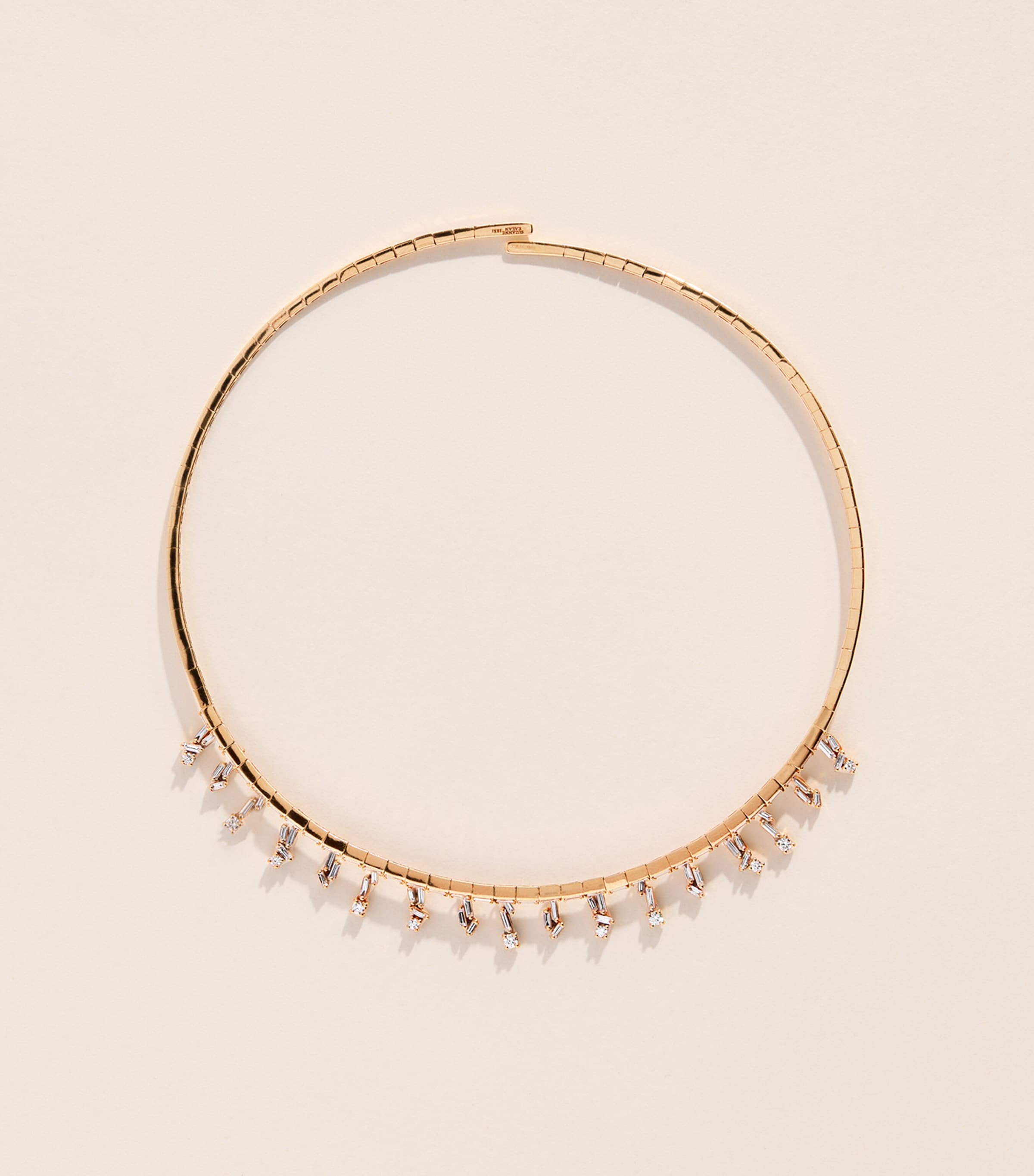 Suzanne Kalan Rose Gold and Diamond Classic Fireworks Thin Cascade Choker Rg/wd