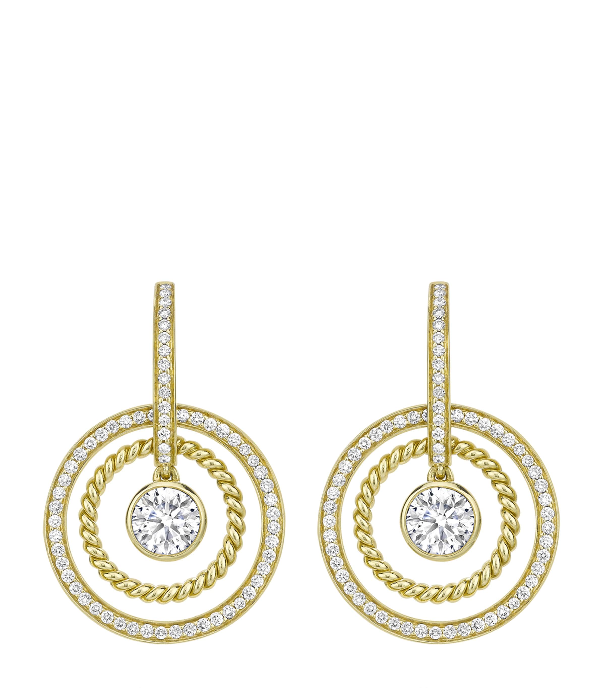 Yellow Gold and Diamond Roulette Double-Hoop Earrings