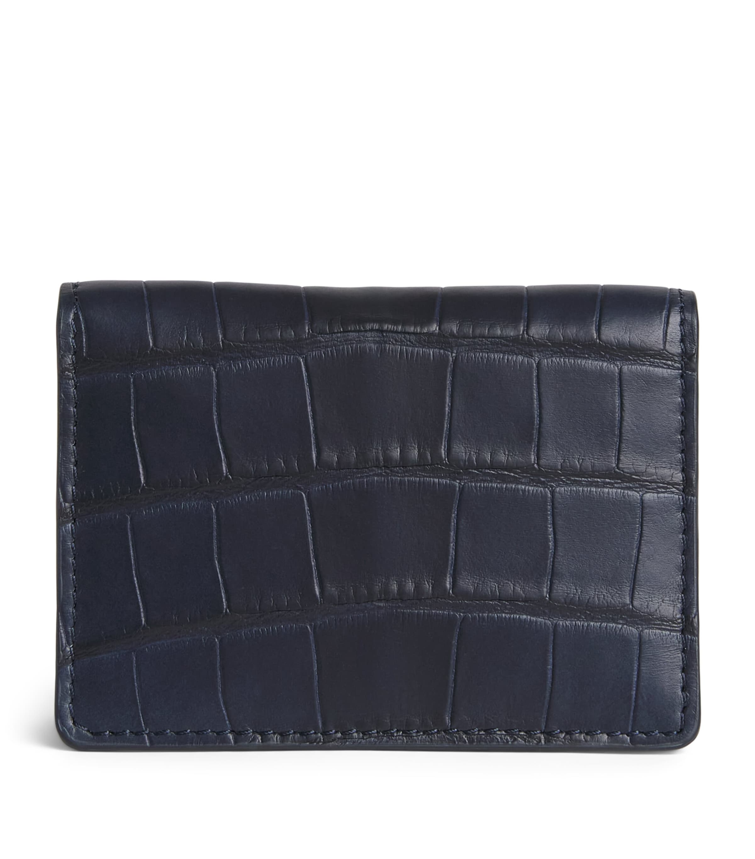 Elliot Rhodes Crocodile Leather Card Holder Navy