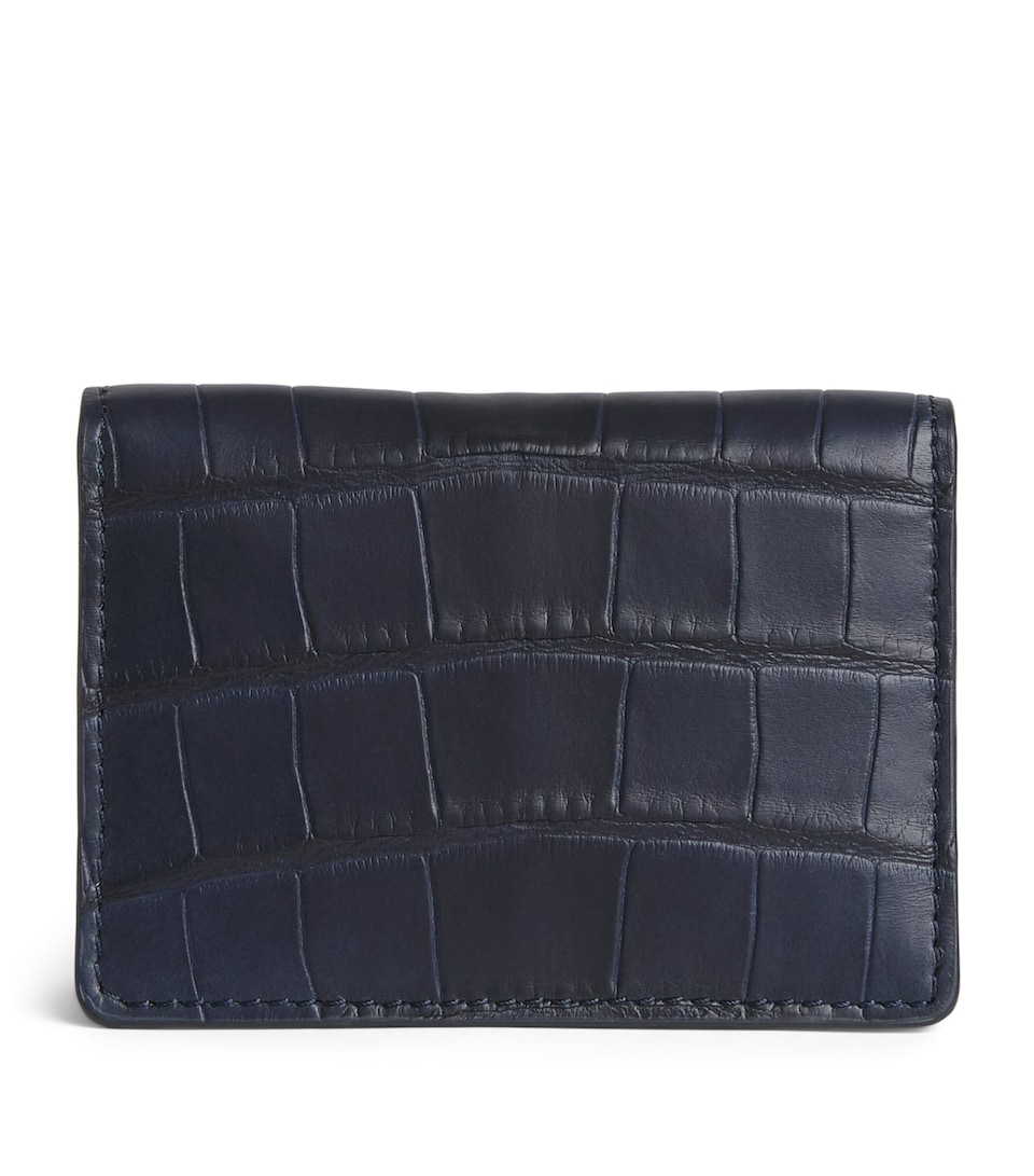 Elliot Rhodes Crocodile Leather Card Holder Navy