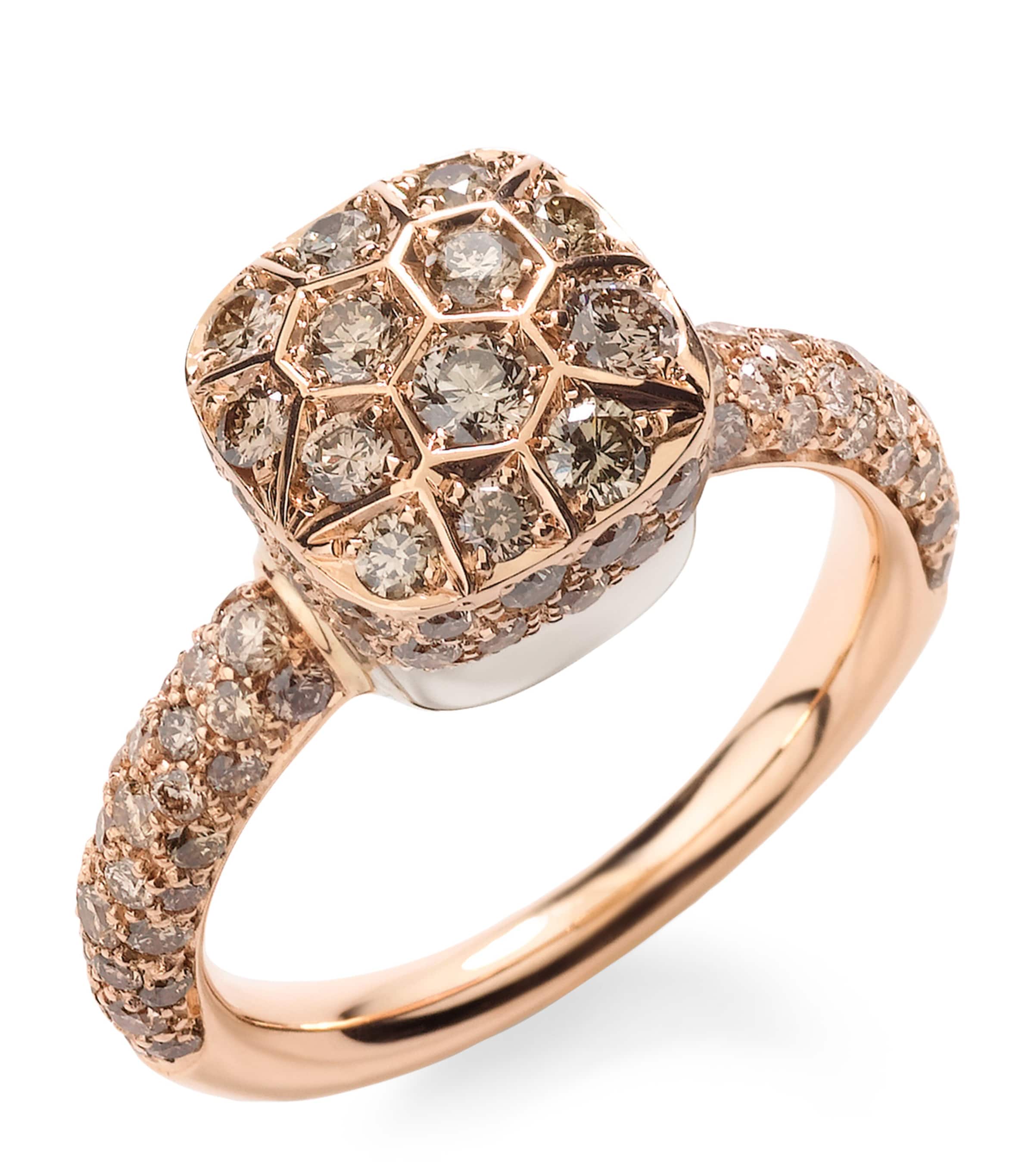 Mixed Gold and Brown Diamond Nudo Solitaire Ring