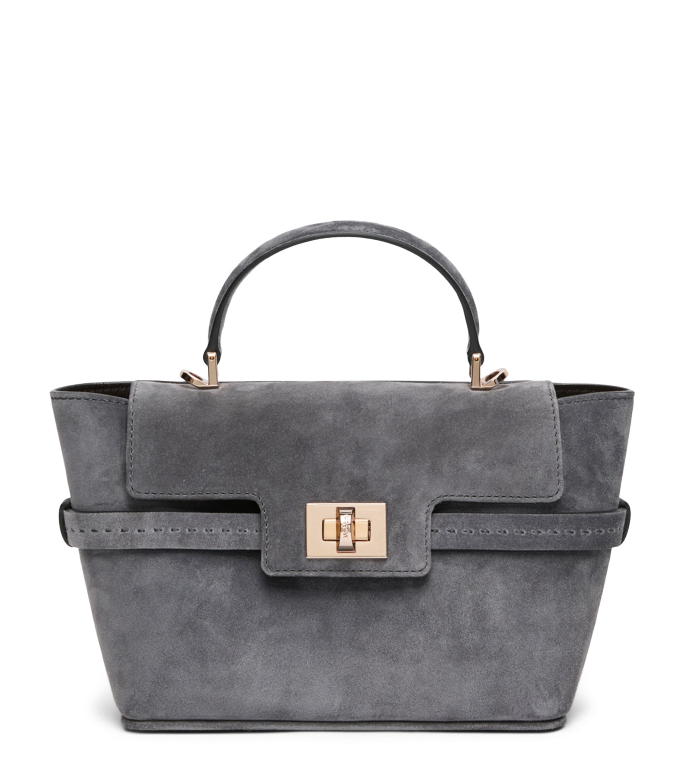 Max Mara Suede Margaux Top-Handle Bag Medium Grey