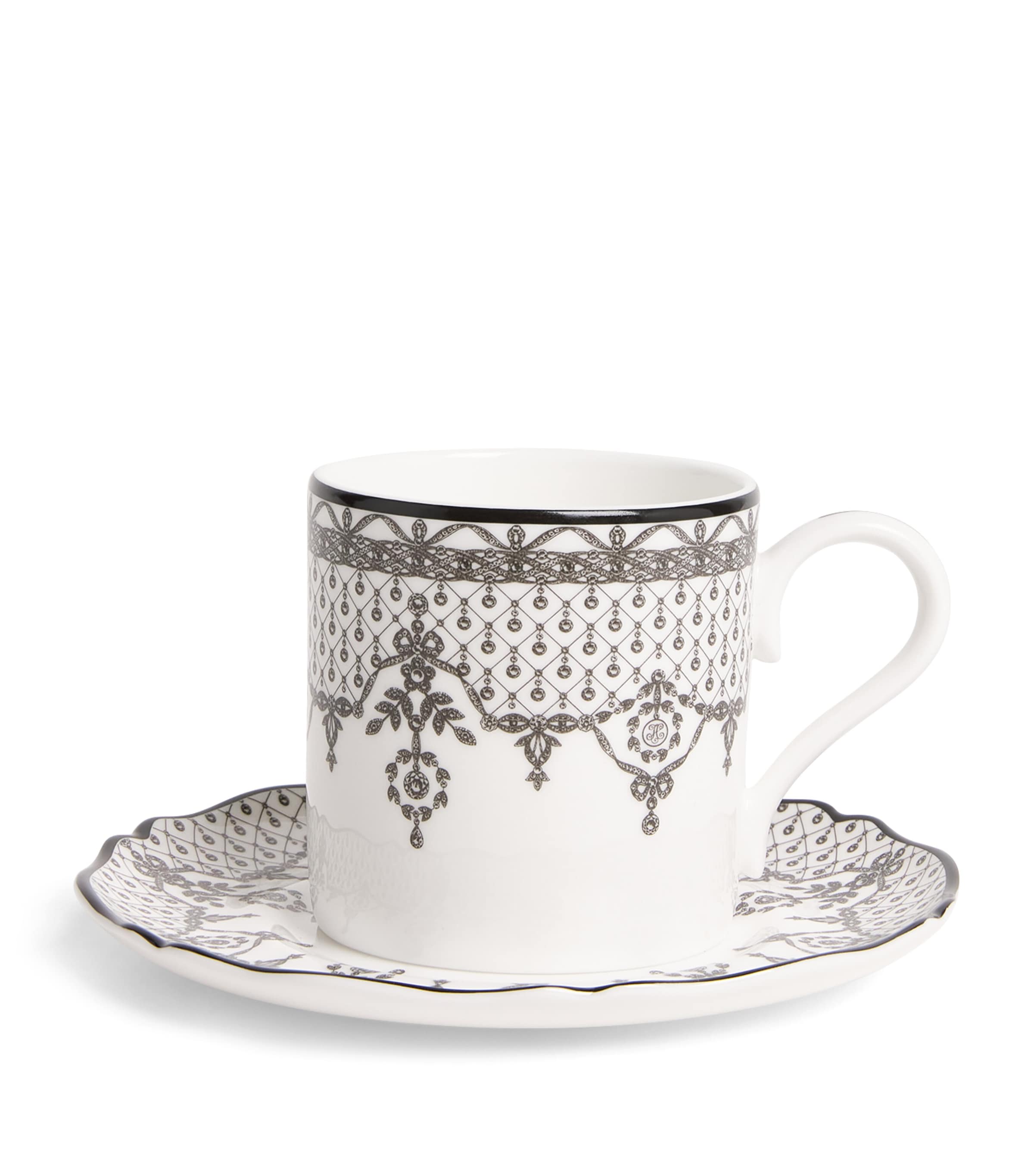 Bone China Archive Lace Espresso Cup and Saucer