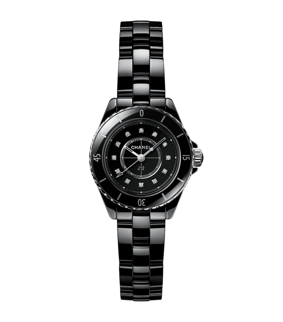 CHANEL Ceramic, Steel and Diamond J12 Watch 28mm Black