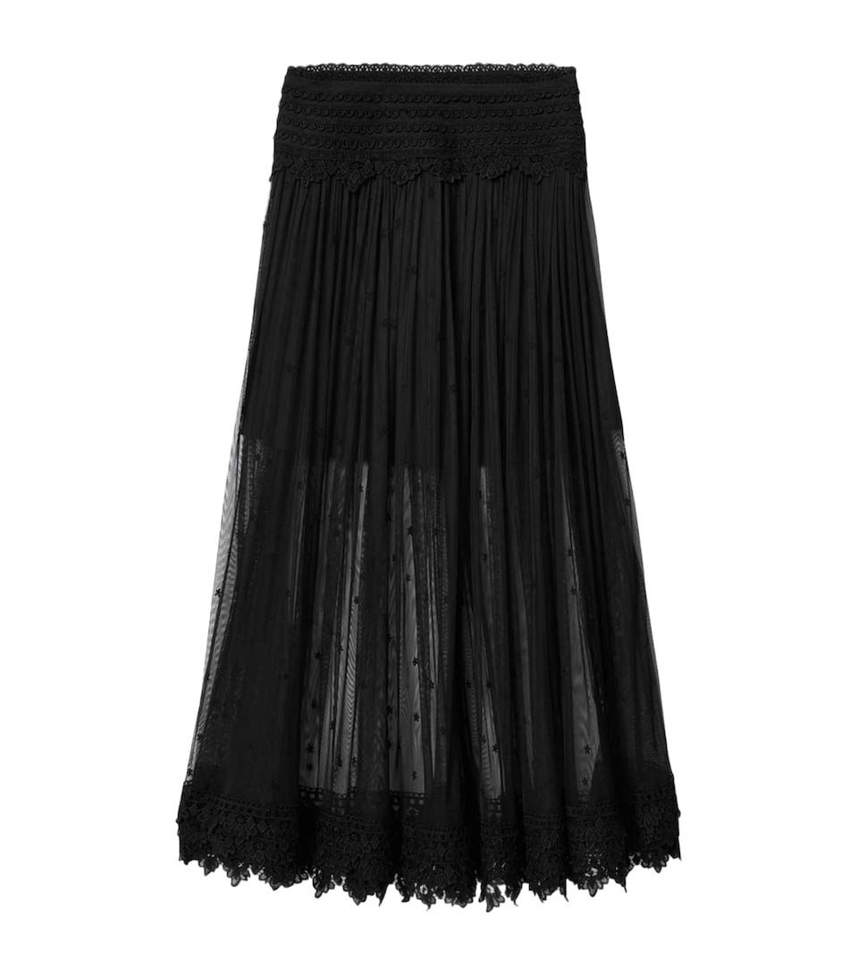 AllSaints Womens Mesh Trixie Maxi Skirt Jet Black