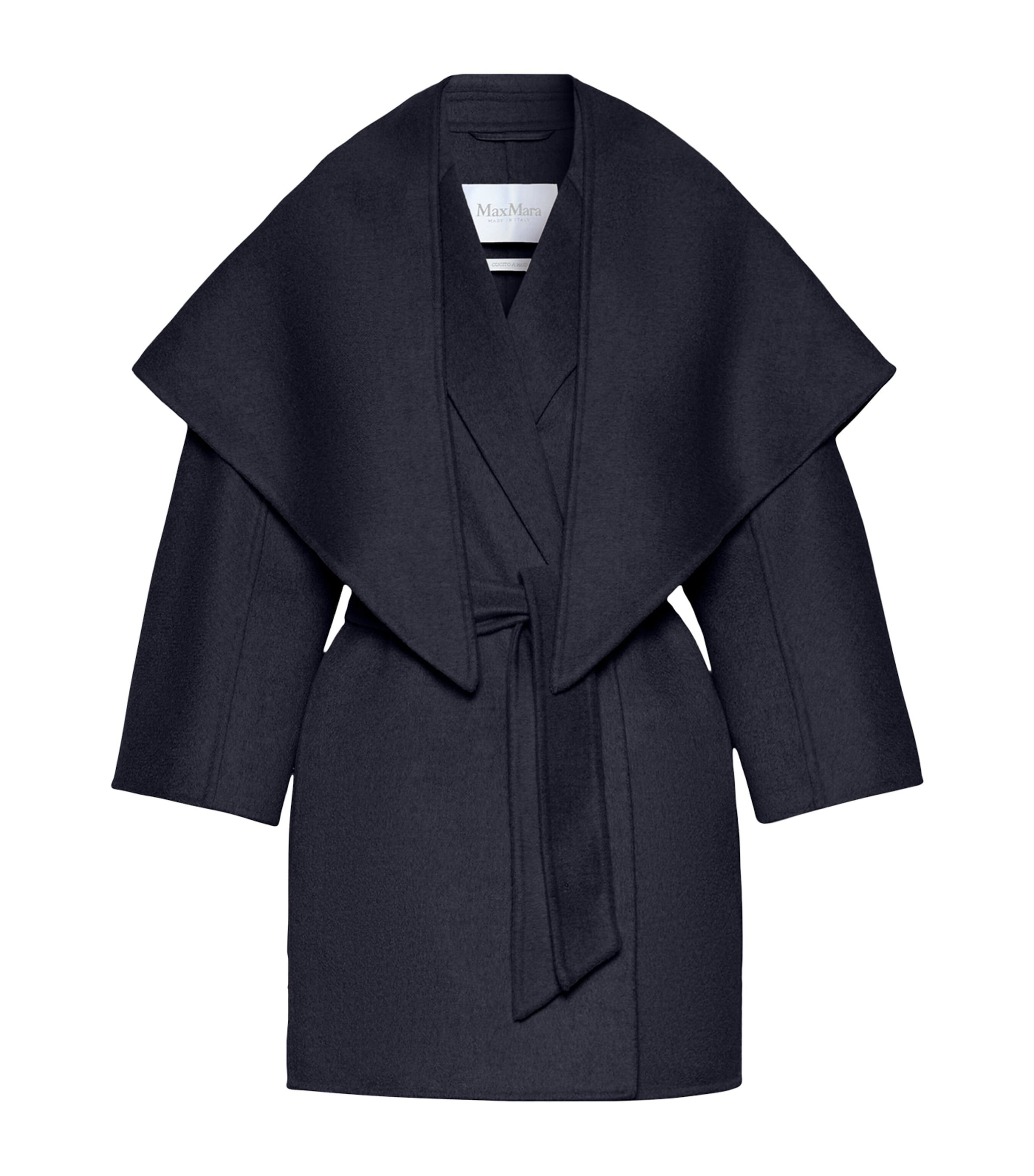 Max Mara Womens Cashmere Short Wrap Coat with Scarf Ultramarine