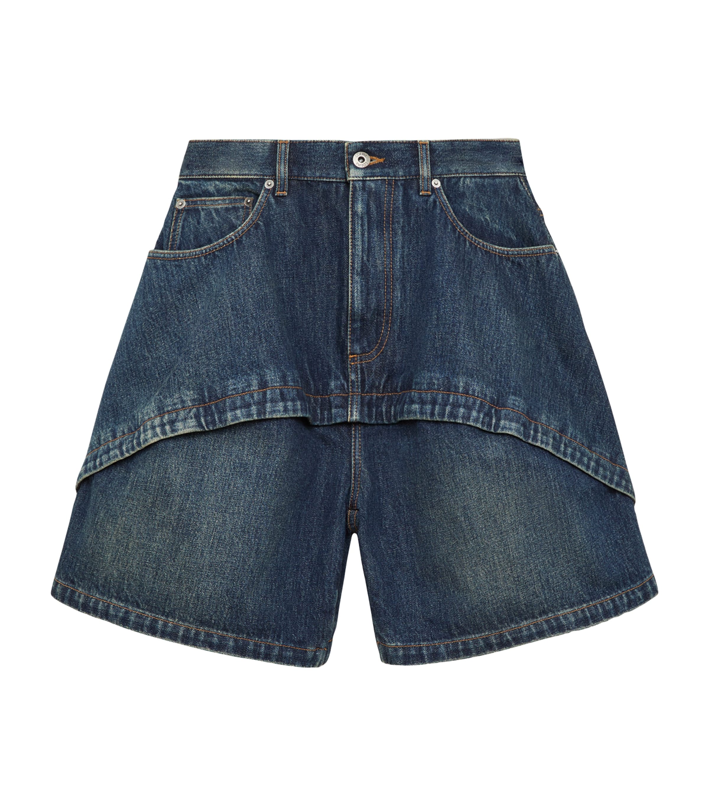 LOEWE Womens Panelled Denim Shorts Dark Blue