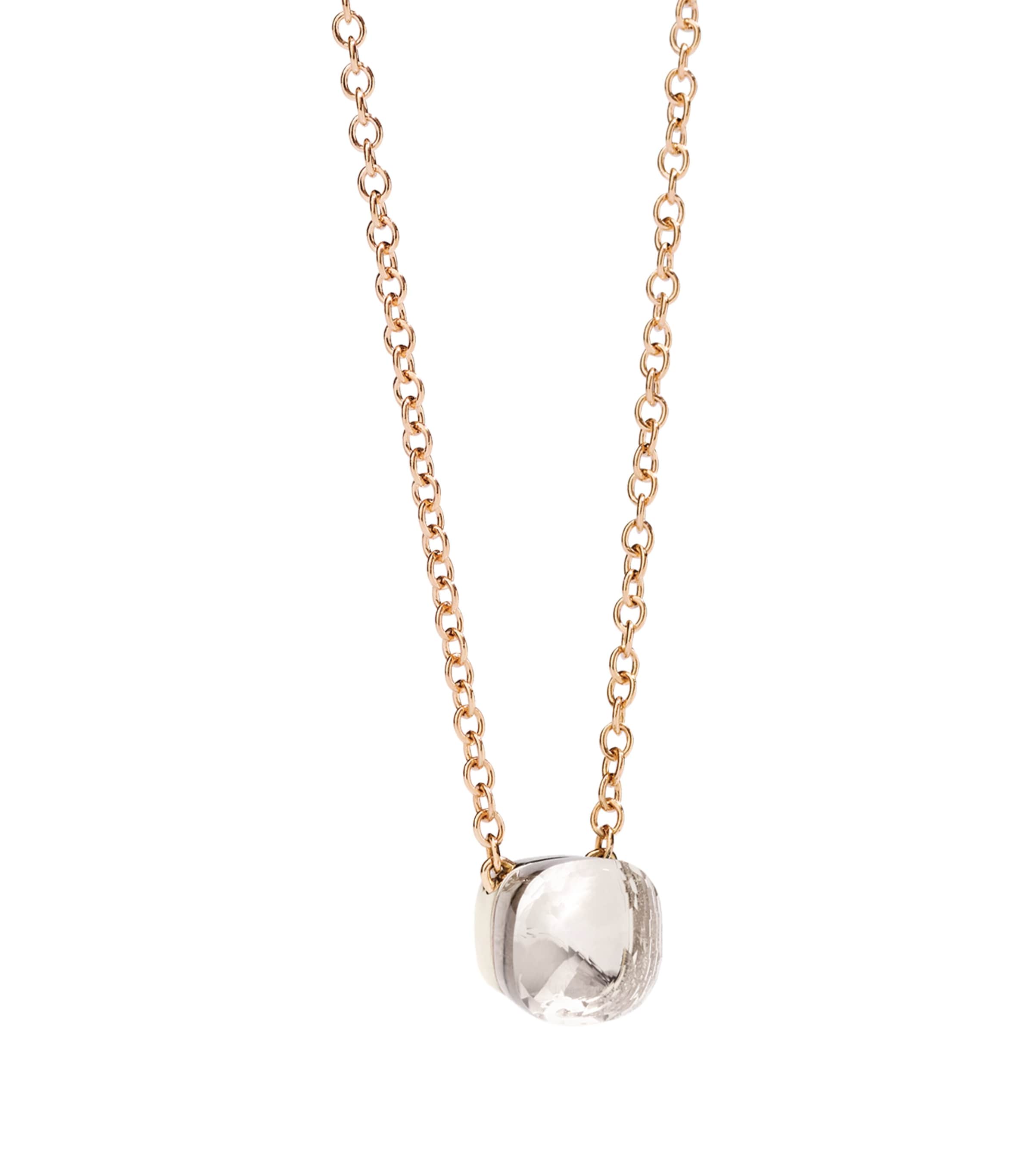 Rose Gold, White Gold and White Topaz Nudo Necklace