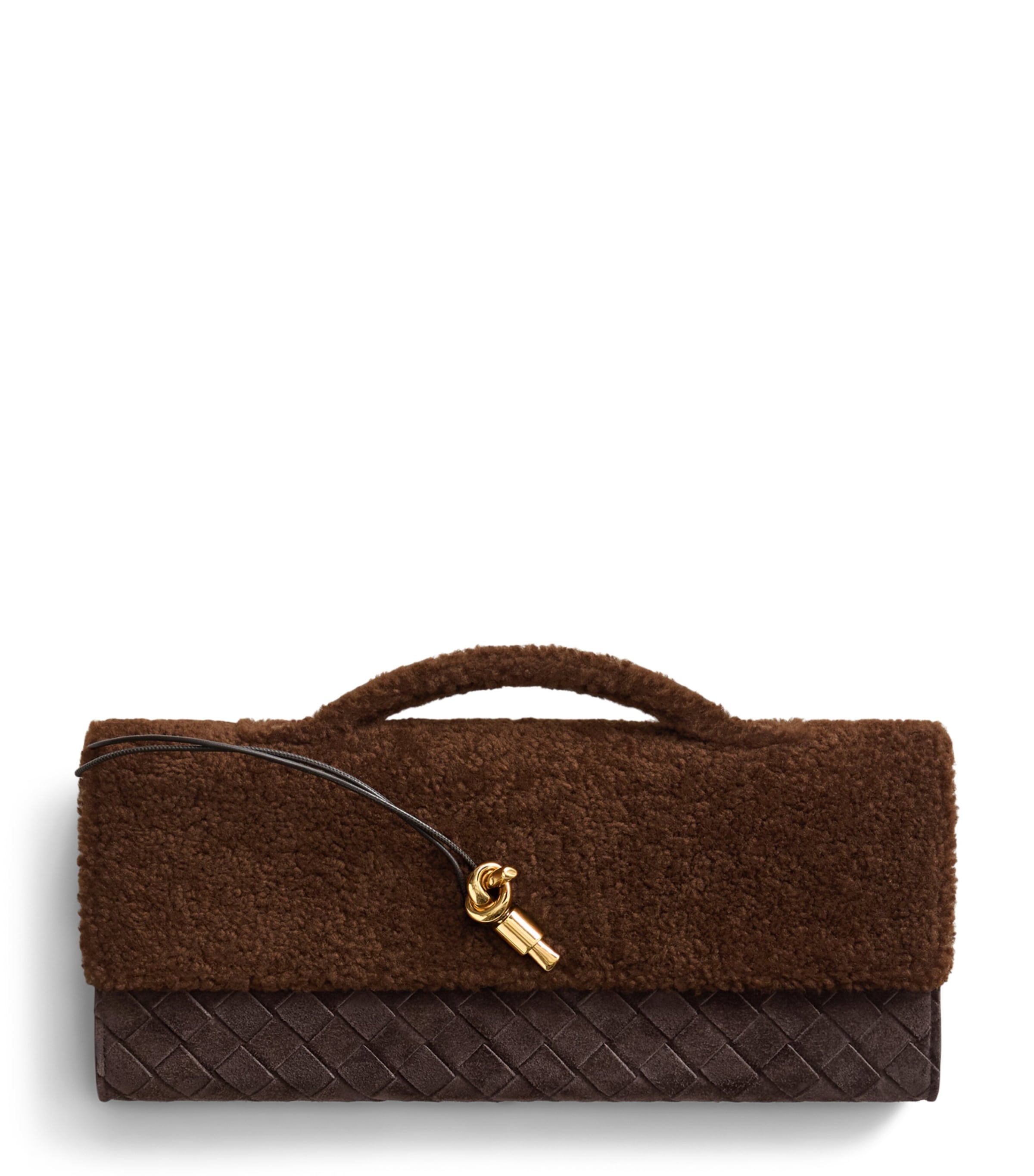 Bottega Veneta Suede-Shearling Andiamo Clutch Bag