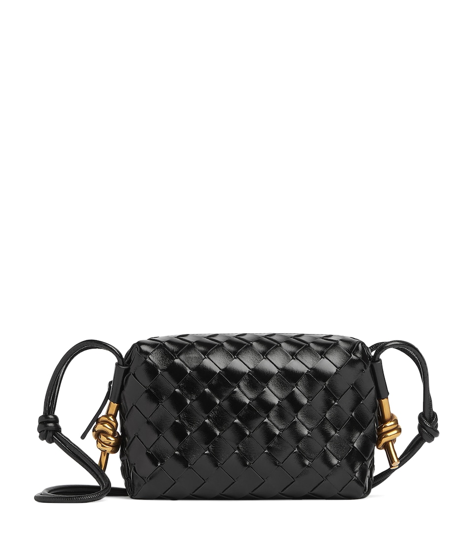 Bottega Veneta Mini Leather Loop Camera Bag Black M Brass