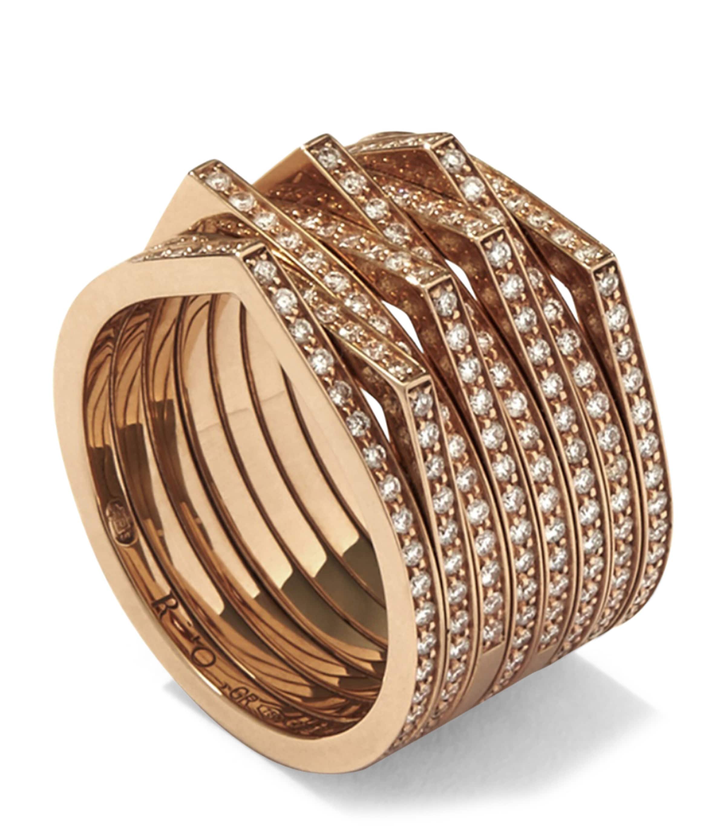 Repossi Rose Gold and Diamond Antifer Ring Pink Gold