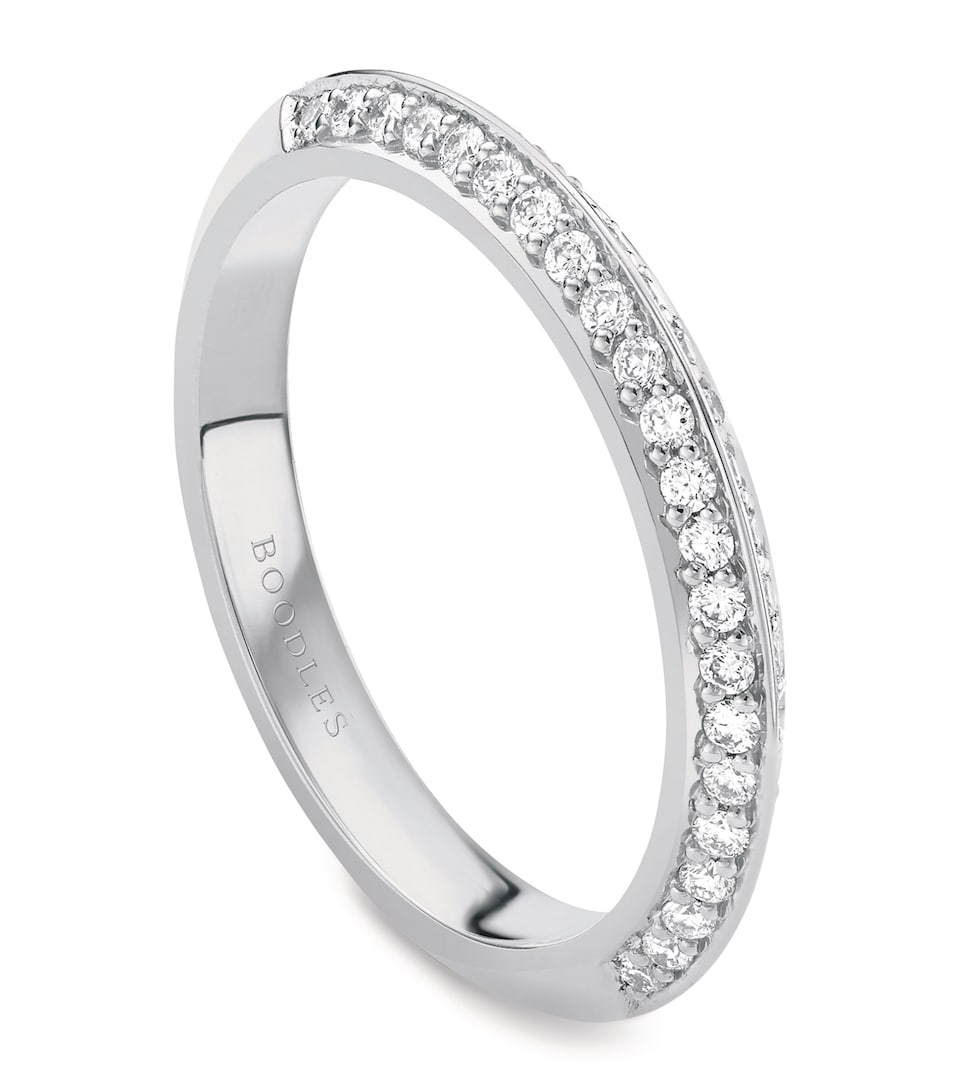 Platinum and Diamond Petal Wedding Ring