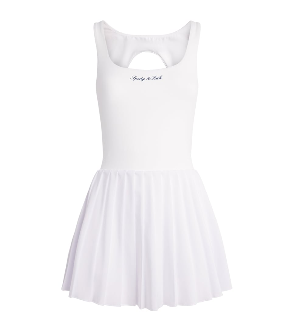 Sporty & Rich Womens Logo Court Mini Dress White Dark Navy