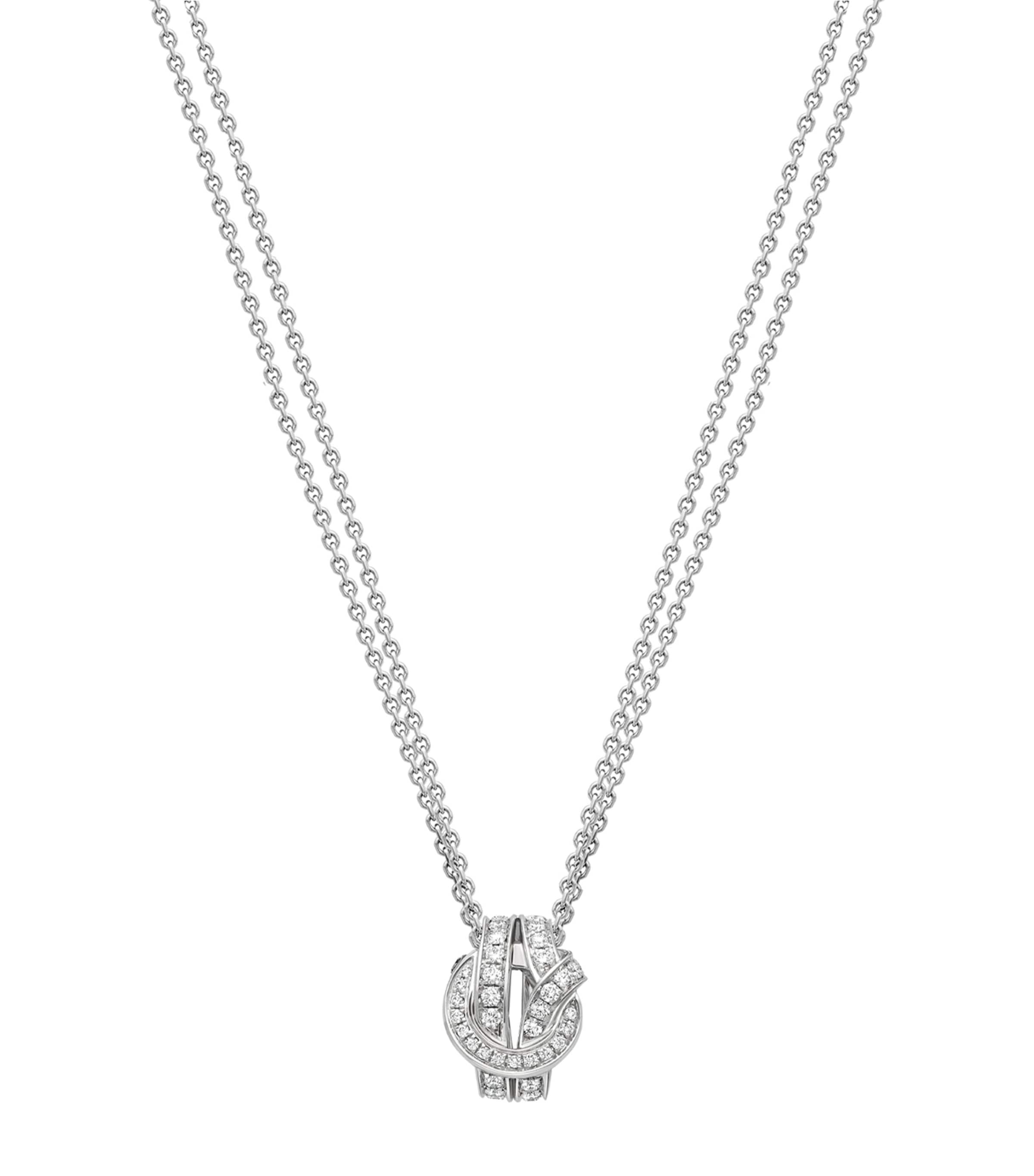 Boodles White Gold and Diamond The Knot Pendant Necklace Silver