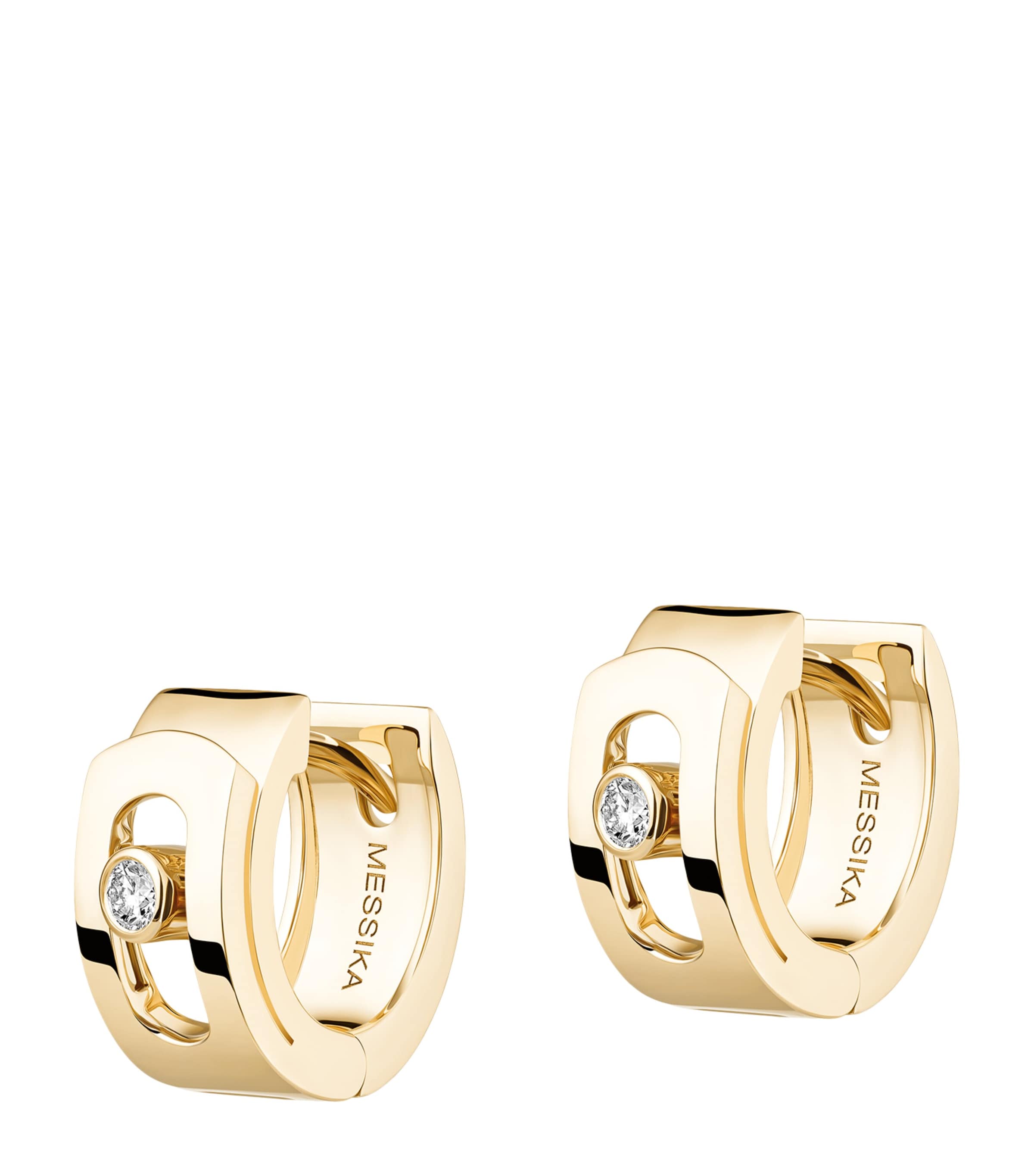 Messika Move Noa Yellow Gold and Diamond Hoop Earrings White Gold