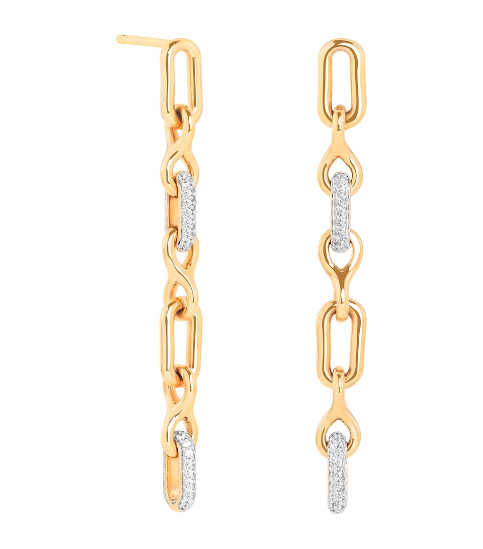 Astrid & Miyu Pavé Chain Link Drop Stud Earrings Gold