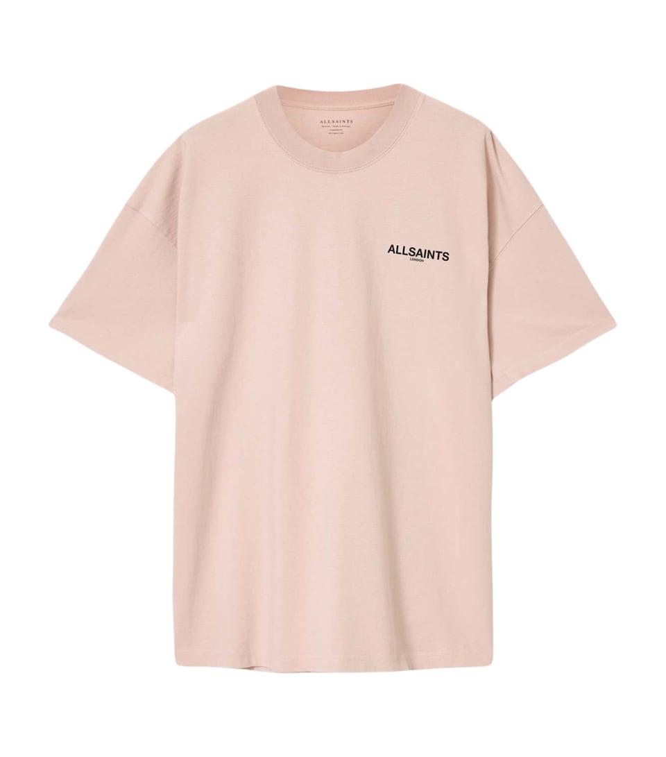 AllSaints Mens Organic Cotton Hallis Amelie T-Shirt Sunbaked Pink