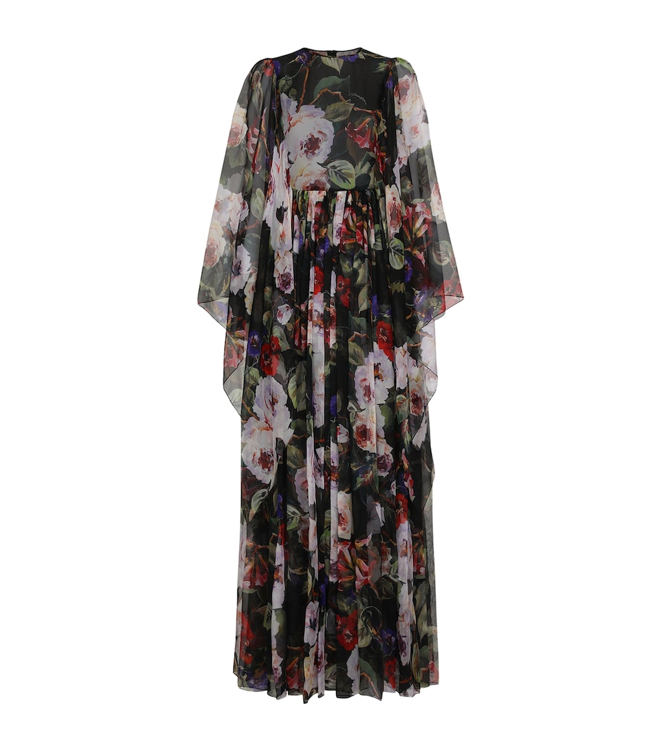 Dolce&Gabbana Womens Silk Floral Print Gown Roseto Fdo Ner