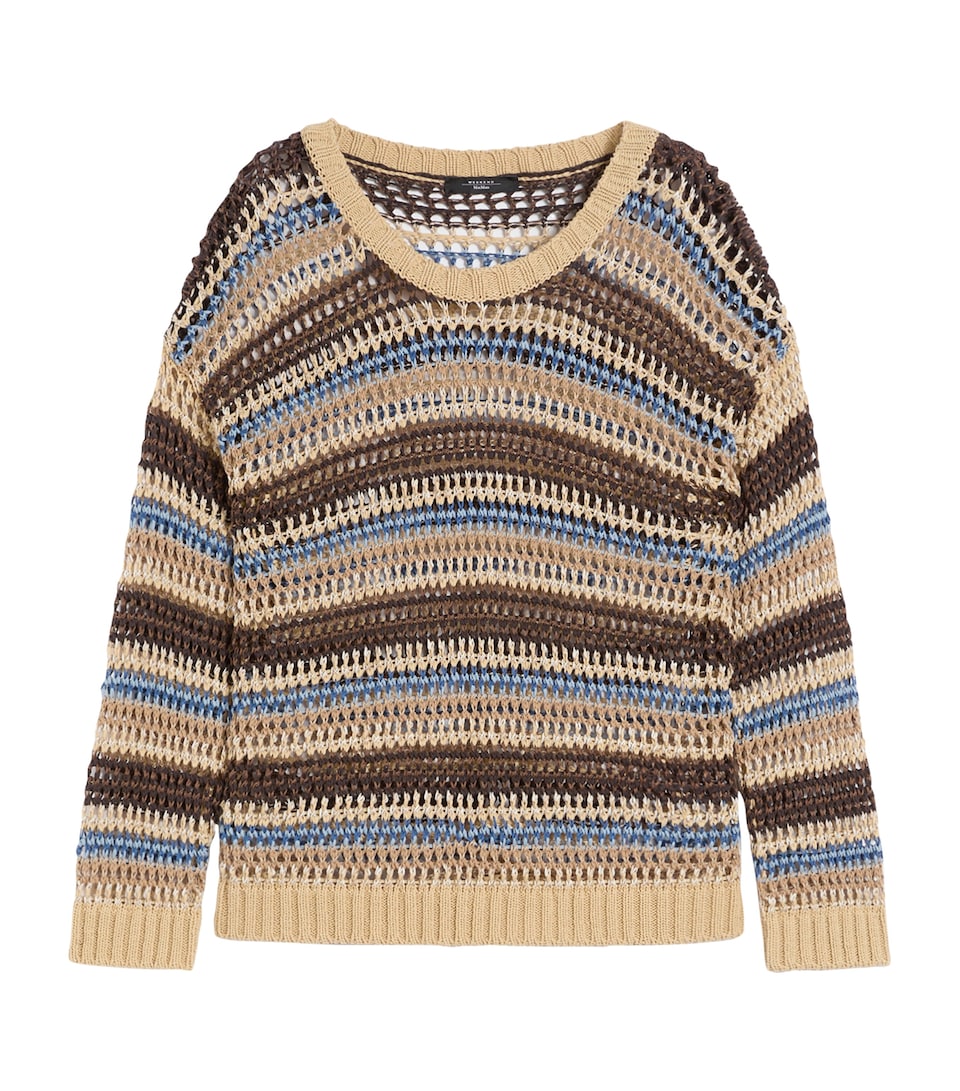 Linen-Blend Open-Knit Sweater