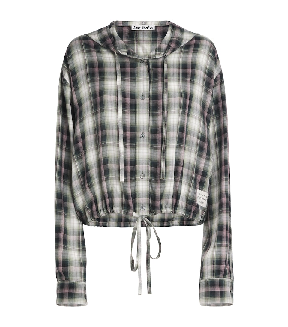Acne Studios Womens Hooded Check Shirt Aig Black/green