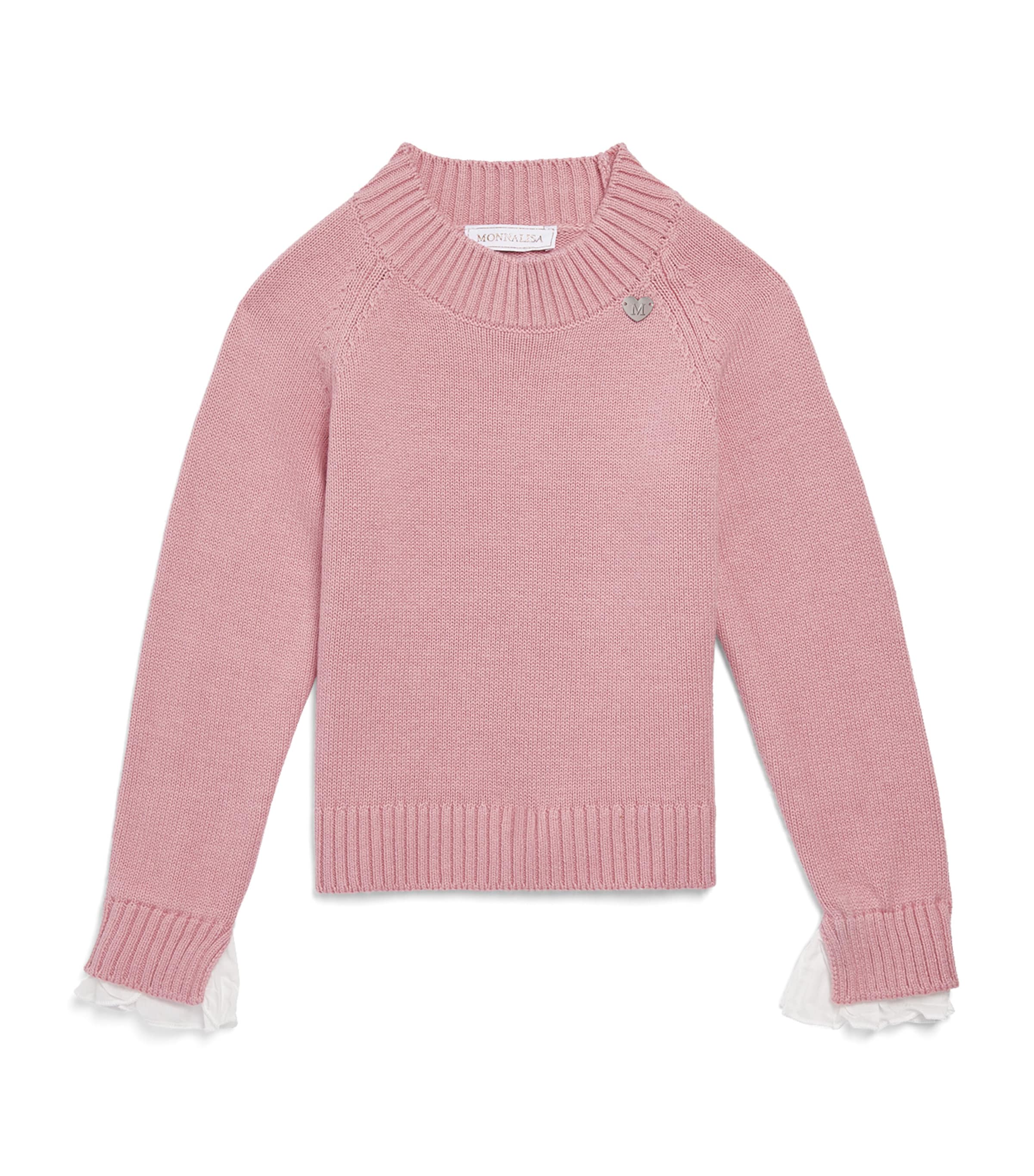 Monnalisa Cotton-Wool High-Neck Sweater (2-12 Years) Blush Rose