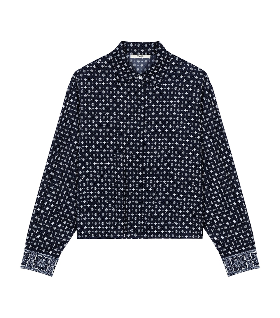 Maje Womens Rhinestone Printed Shirt Navy Loungewear