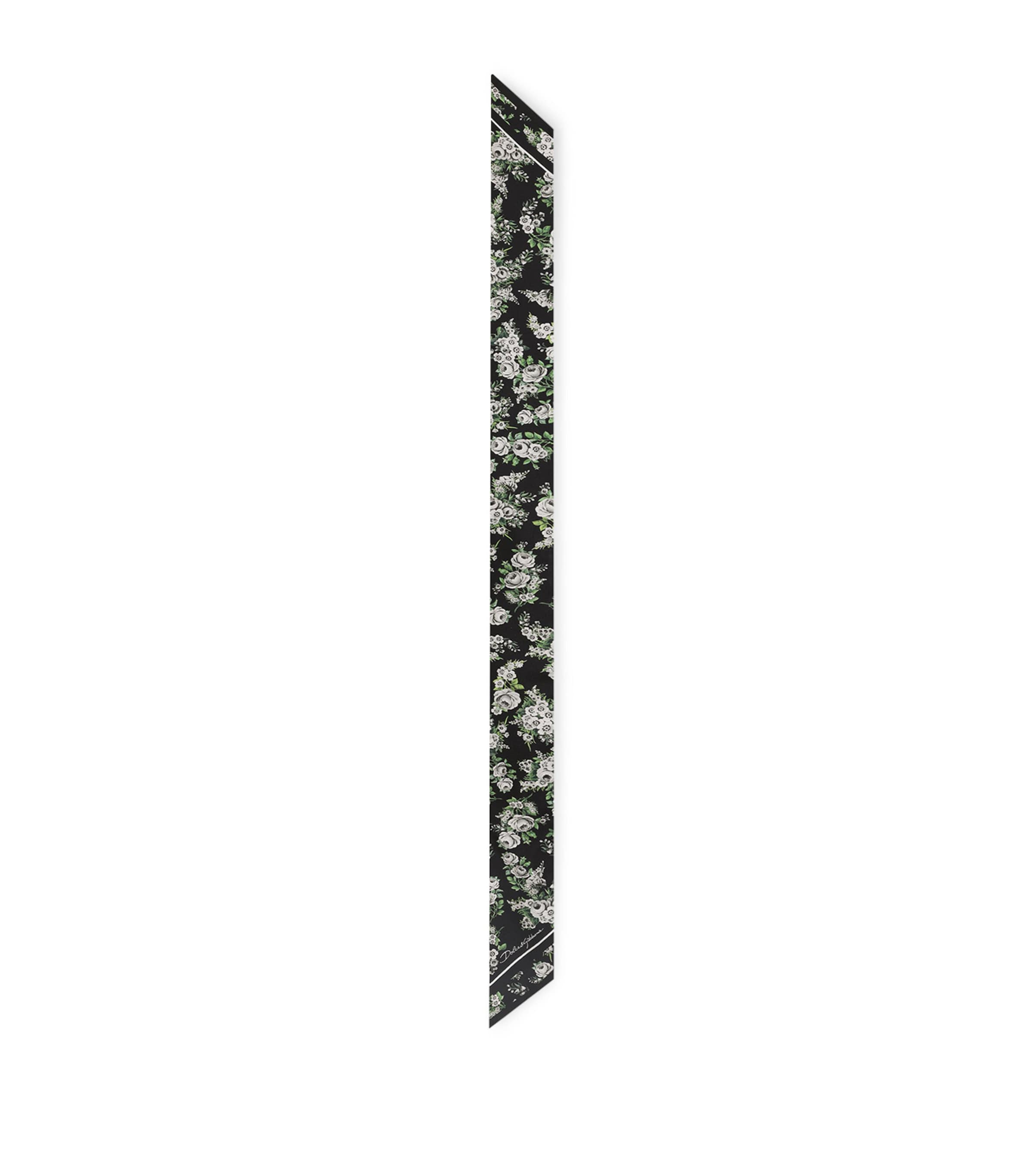 Dolce&Gabbana Silk Floral Skinny Scarf Bouq