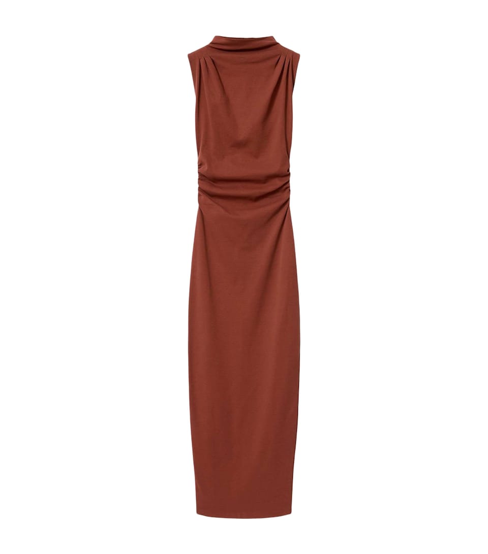 AllSaints Womens Stretch-Cotton Katarina Maxi Dress Rust Brown