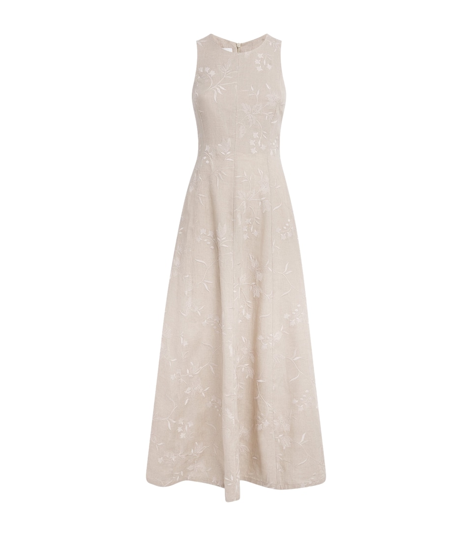 x Harrods Linen Floral-Embroidered Dress