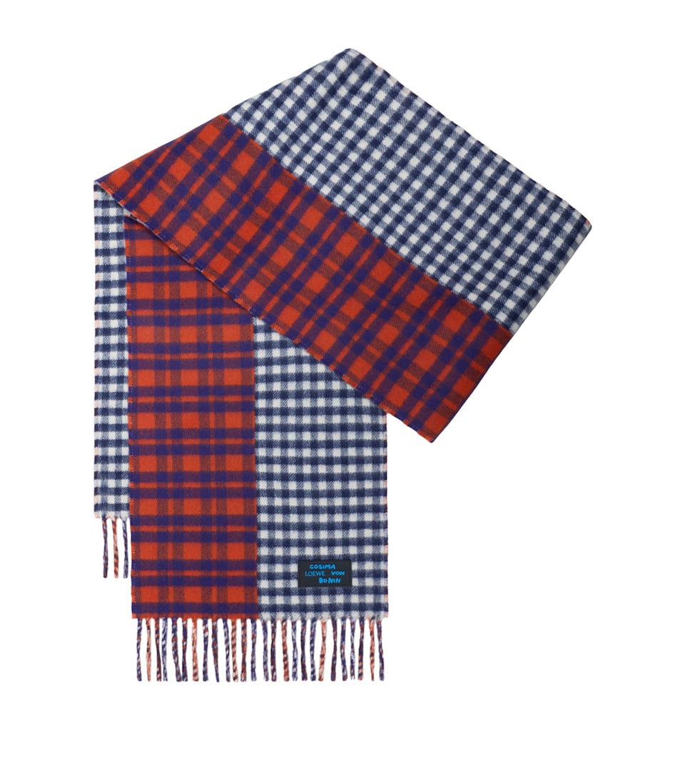 LOEWE x Cosima Von Bonin Wool-Cashmere Check Scarf Red/blue