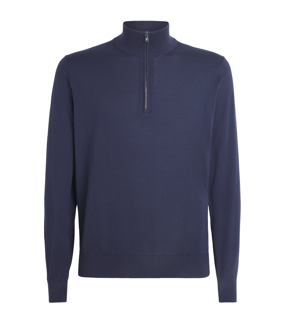 Fioroni Cashmere Mens Sea Island Cotton-Cashmere Quarter-Zip Sweater